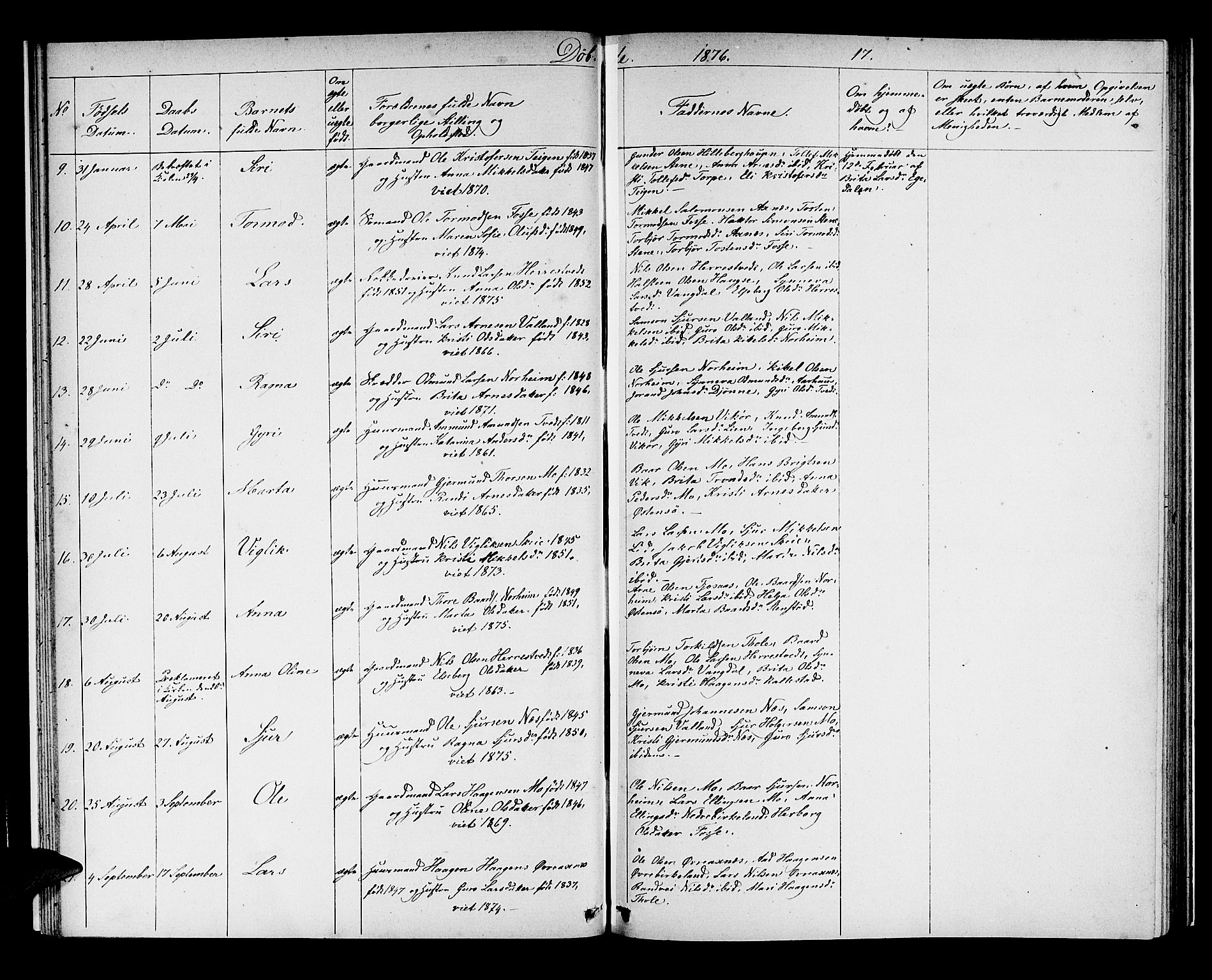 Kvam sokneprestembete, AV/SAB-A-76201/H/Hab: Parish register (copy) no. B 2, 1870-1883, p. 17