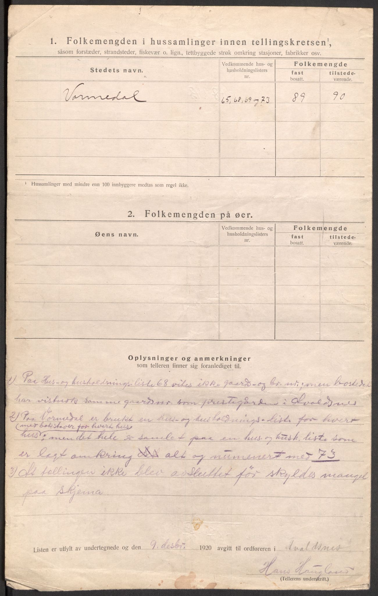 SAST, 1920 census for Avaldsnes, 1920, p. 40