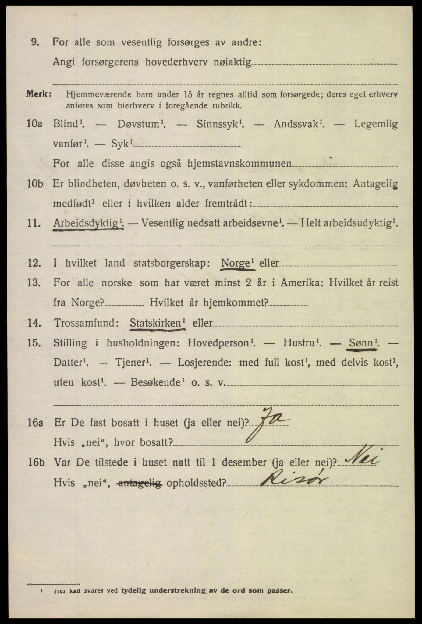 SAK, 1920 census for Gjerstad, 1920, p. 2712