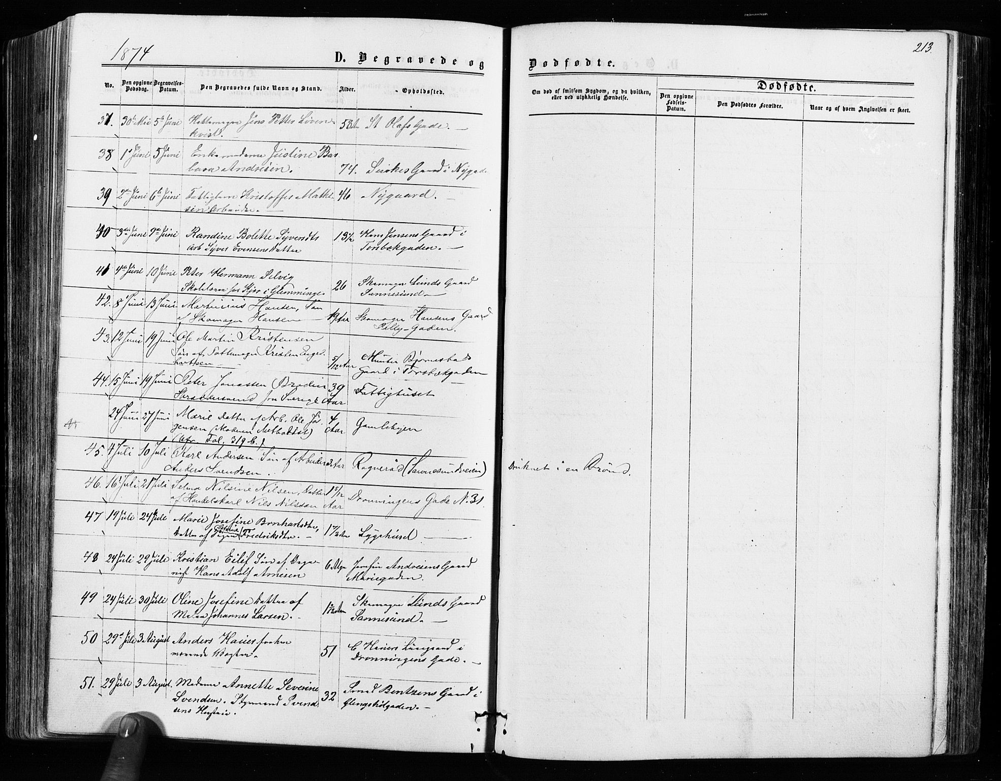 Sarpsborg prestekontor Kirkebøker, SAO/A-2006/F/Fa/L0002: Parish register (official) no. 2, 1869-1877, p. 213