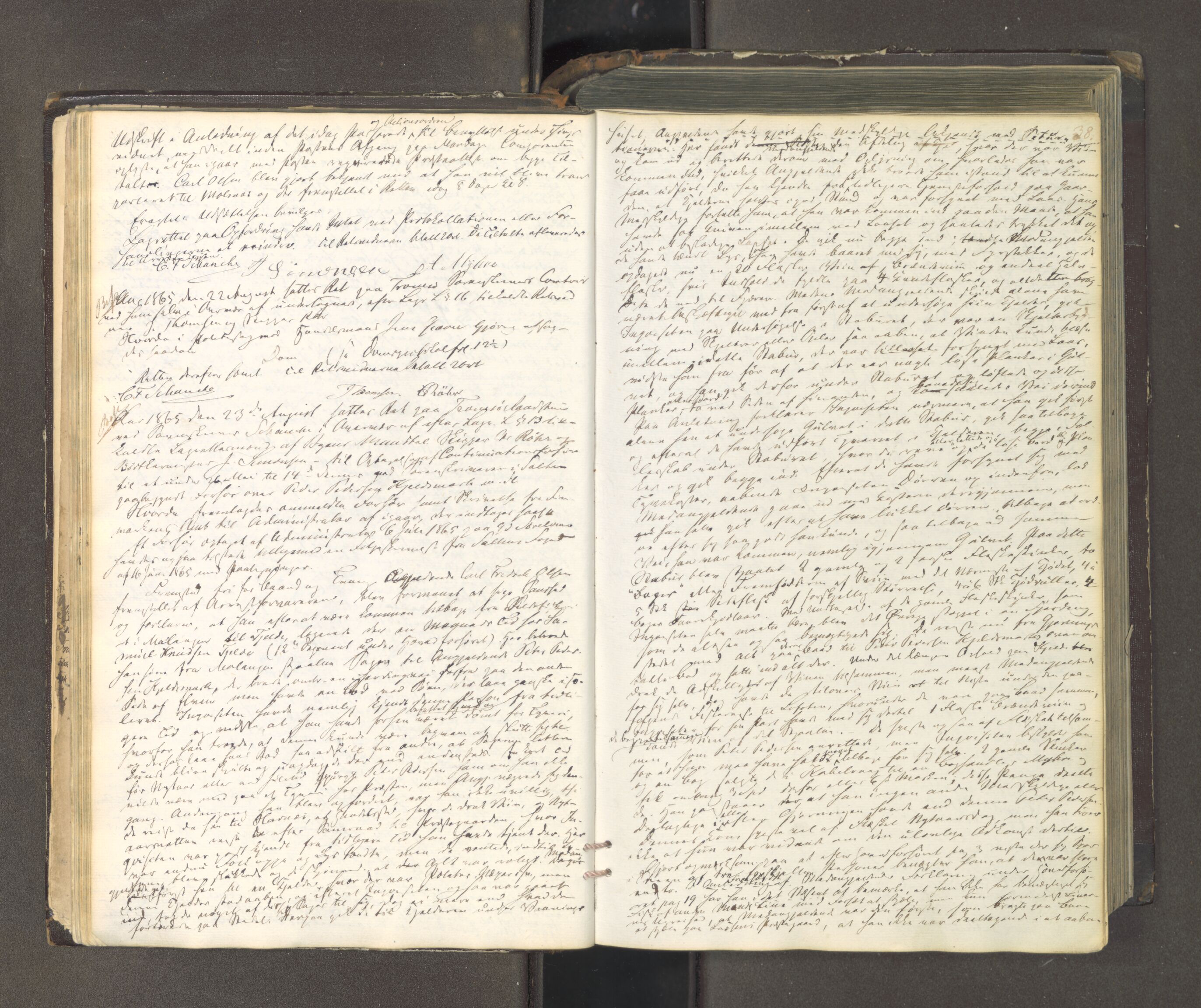 Tromsø sorenskriveri 1855-, AV/SATØ-S-0050/F/Fe/L0127: Ekstrarettsprotokoll med register, 1864-1870, p. 37b-38a