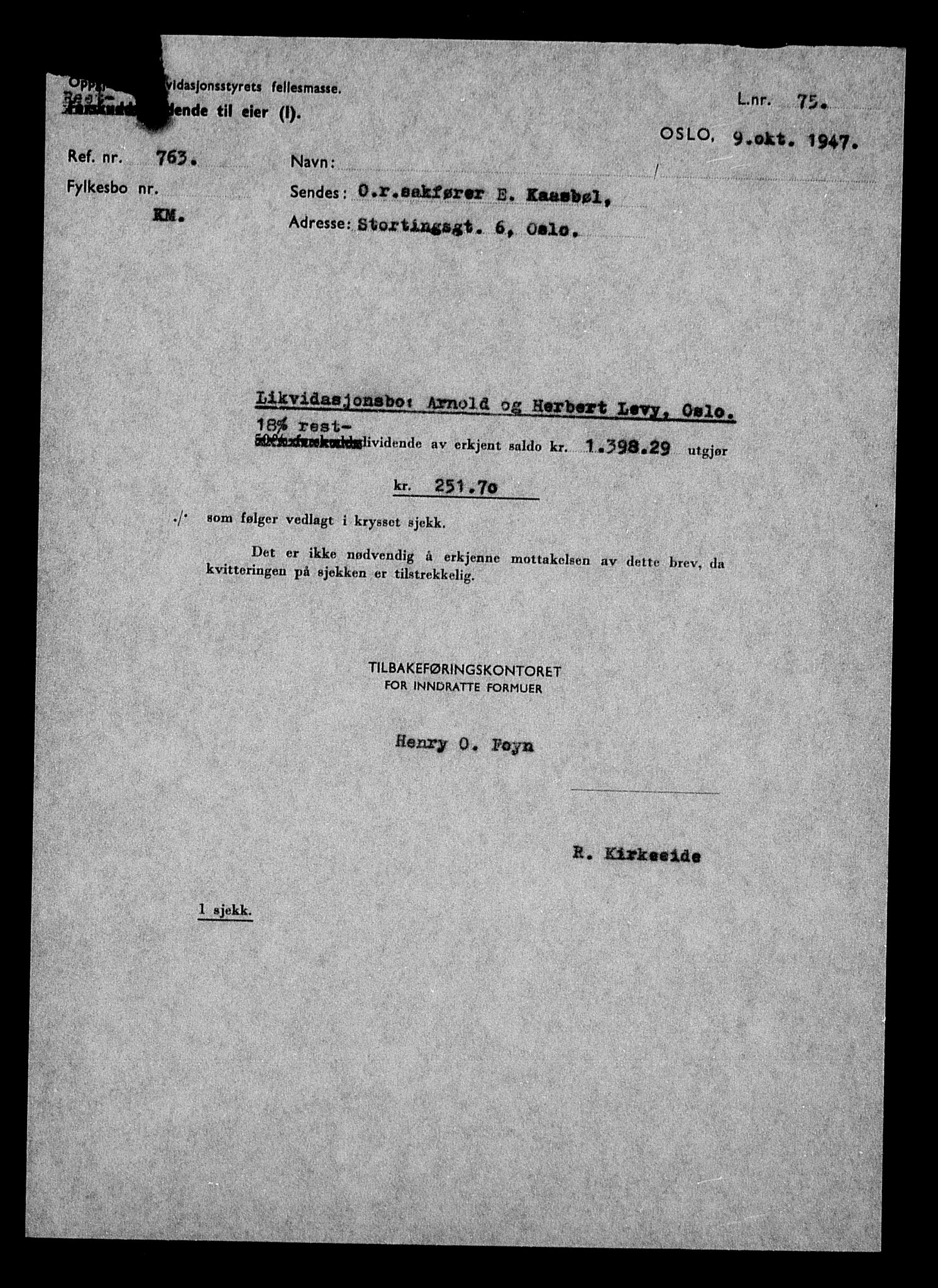 Justisdepartementet, Tilbakeføringskontoret for inndratte formuer, AV/RA-S-1564/H/Hc/Hcc/L0959: --, 1945-1947, p. 192