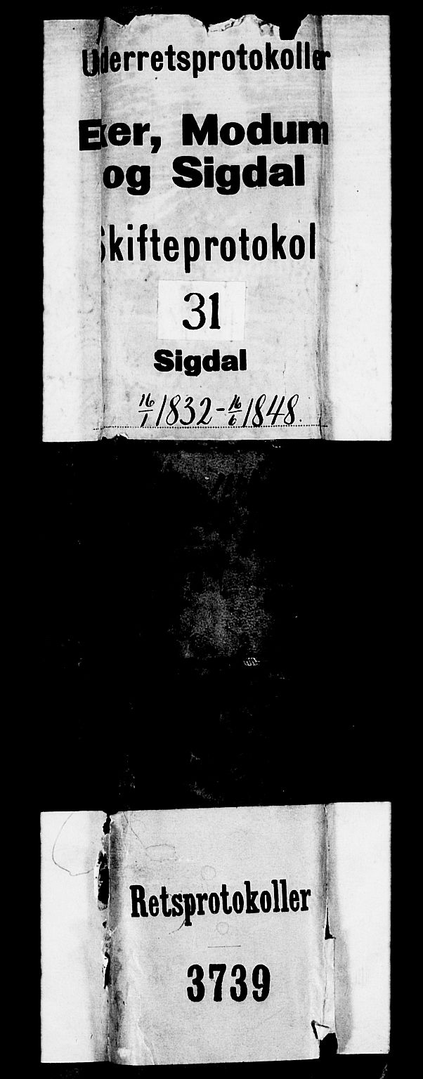 Eiker, Modum og Sigdal sorenskriveri, AV/SAKO-A-123/H/Hb/Hbb/Hbbd/L0001: Registrerings- og forhandlingsprotokoll, 1832-1848