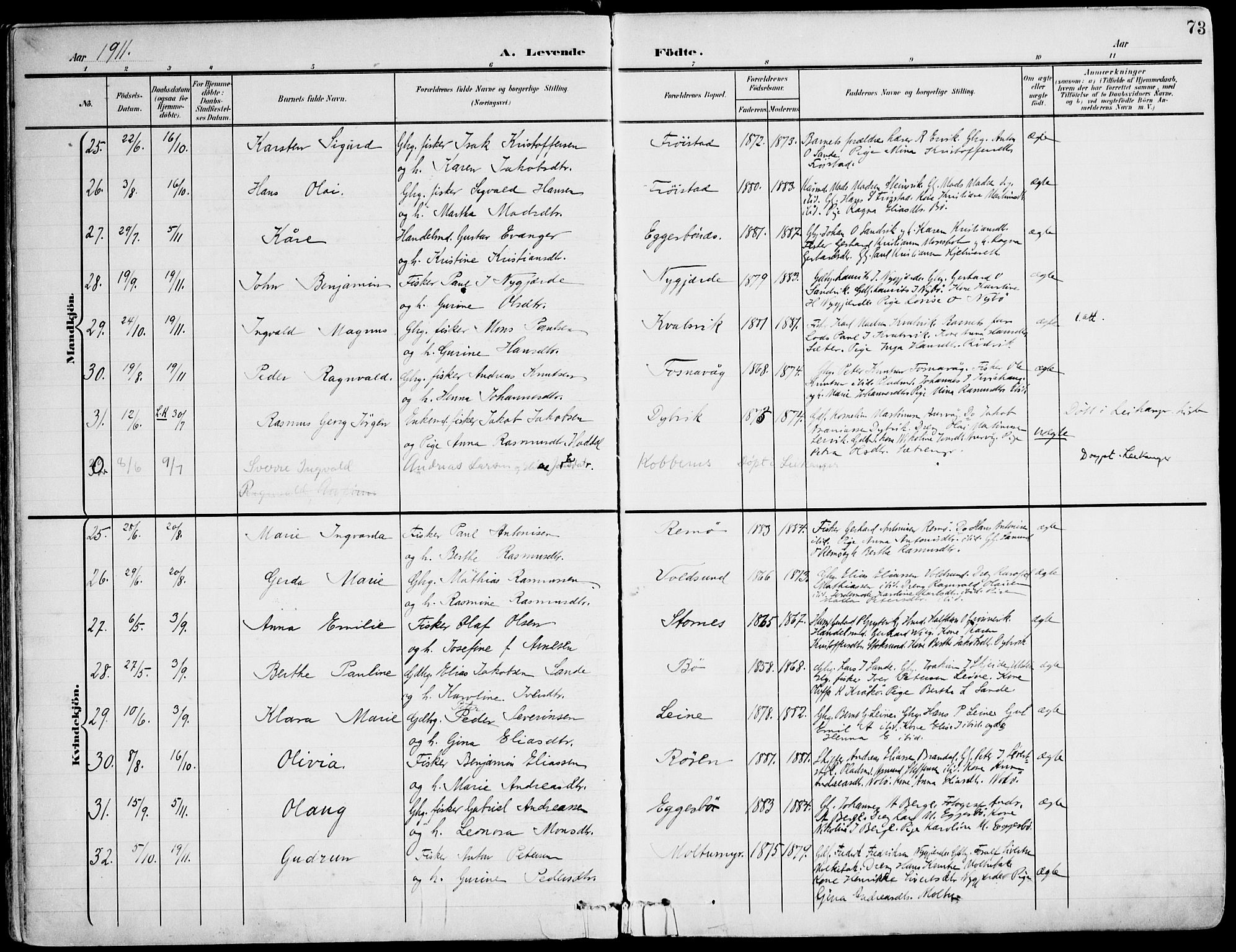 Ministerialprotokoller, klokkerbøker og fødselsregistre - Møre og Romsdal, AV/SAT-A-1454/507/L0075: Parish register (official) no. 507A10, 1901-1920, p. 73