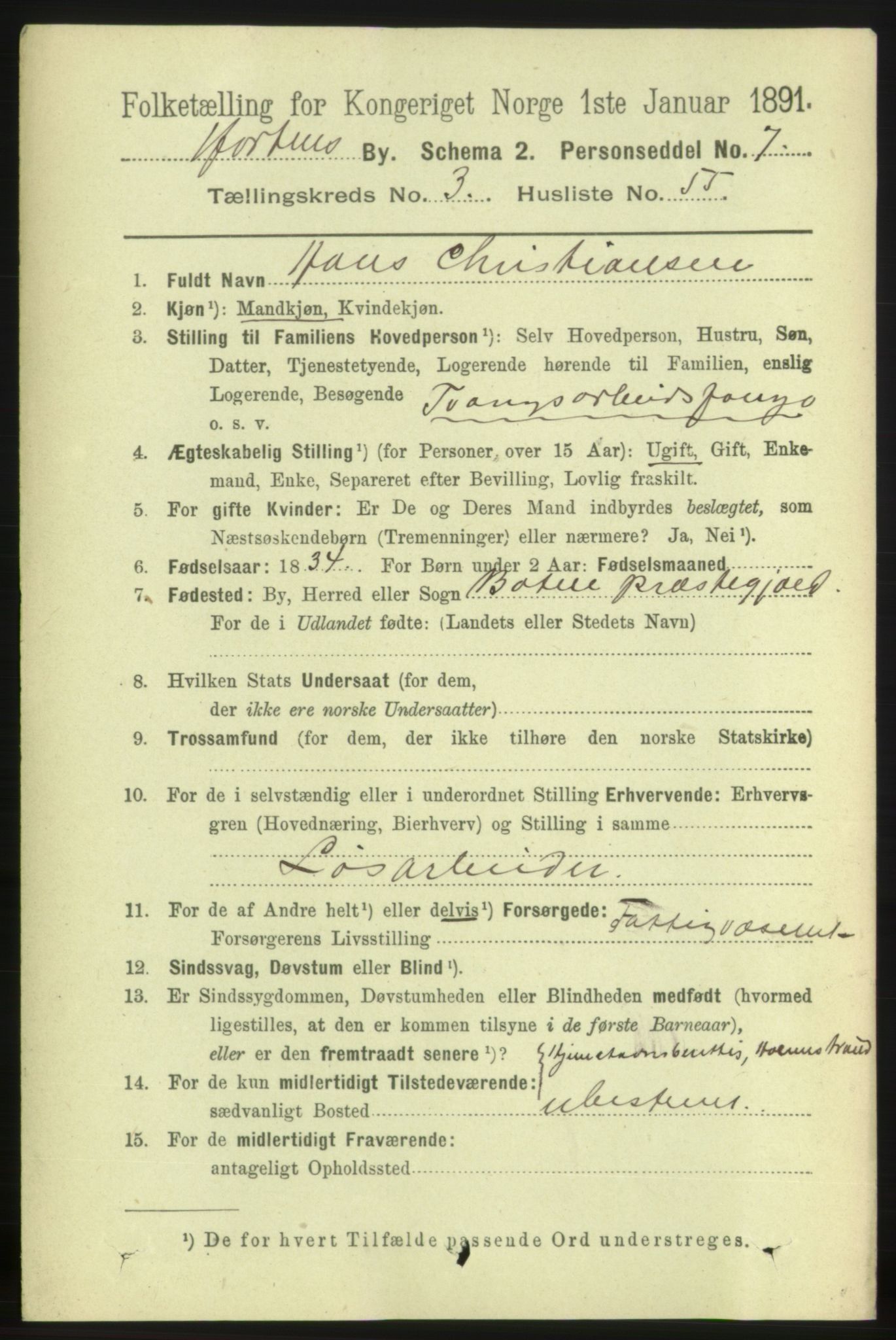 RA, 1891 census for 0703 Horten, 1891, p. 3219