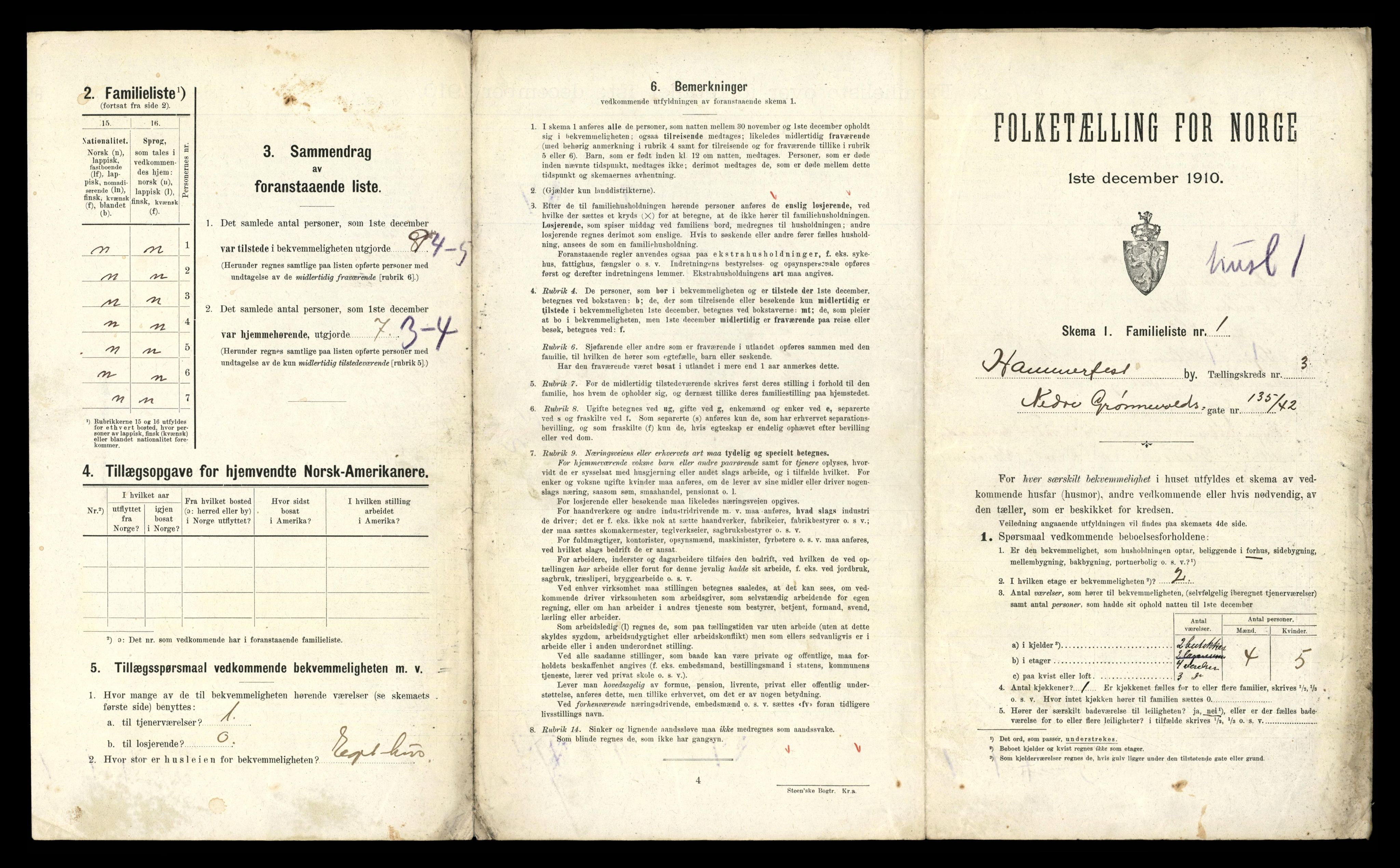 RA, 1910 census for Hammerfest, 1910, p. 1086