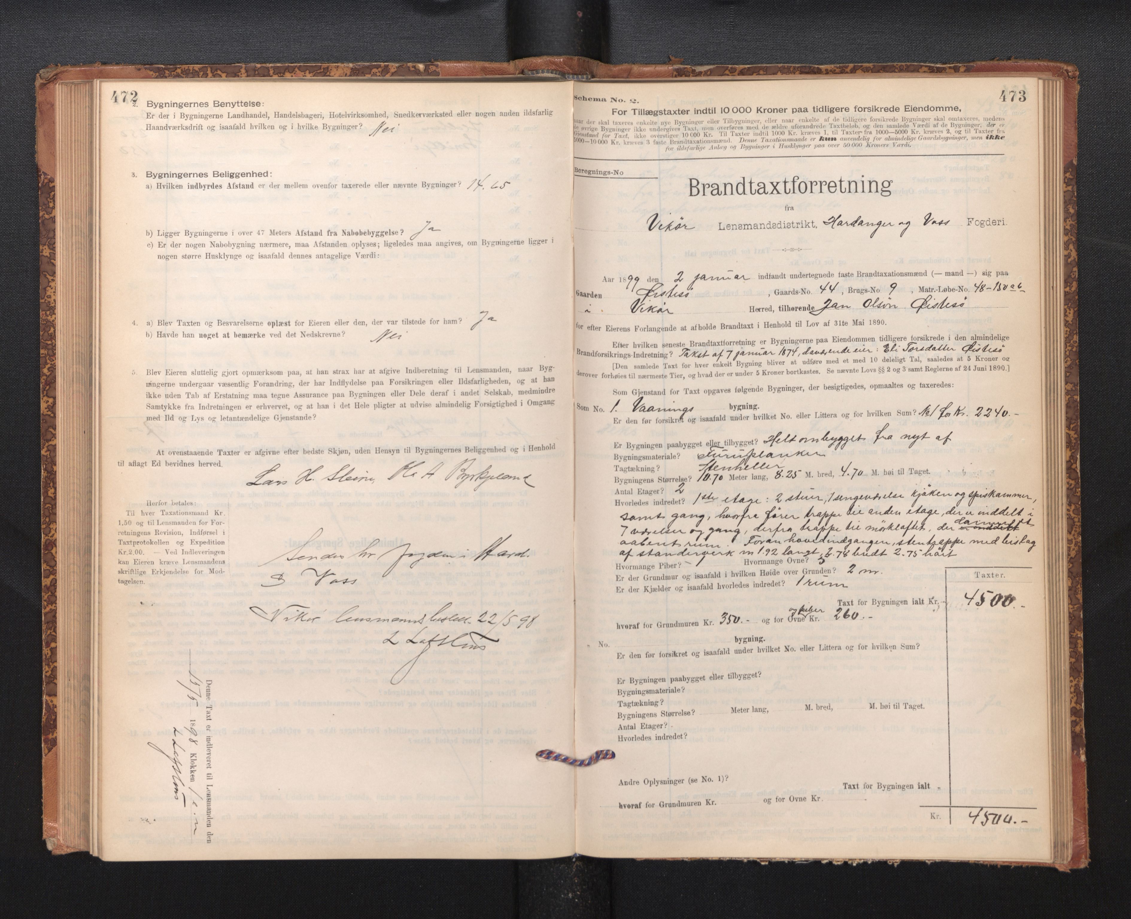 Lensmannen i Kvam, AV/SAB-A-33201/0012/L0005: Branntakstprotokoll, skjematakst, 1894-1913, p. 472-473