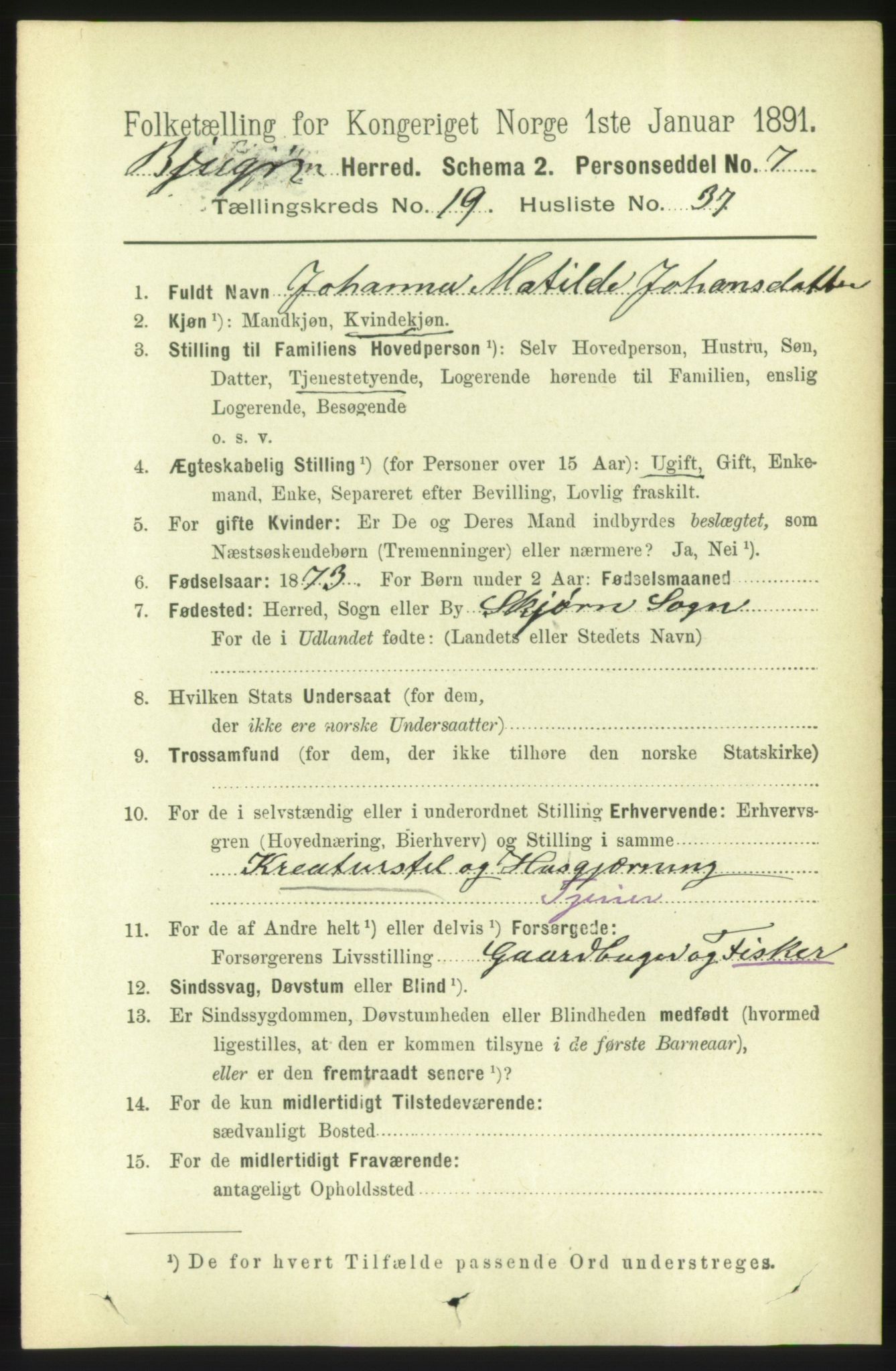 RA, 1891 census for 1627 Bjugn, 1891, p. 5339