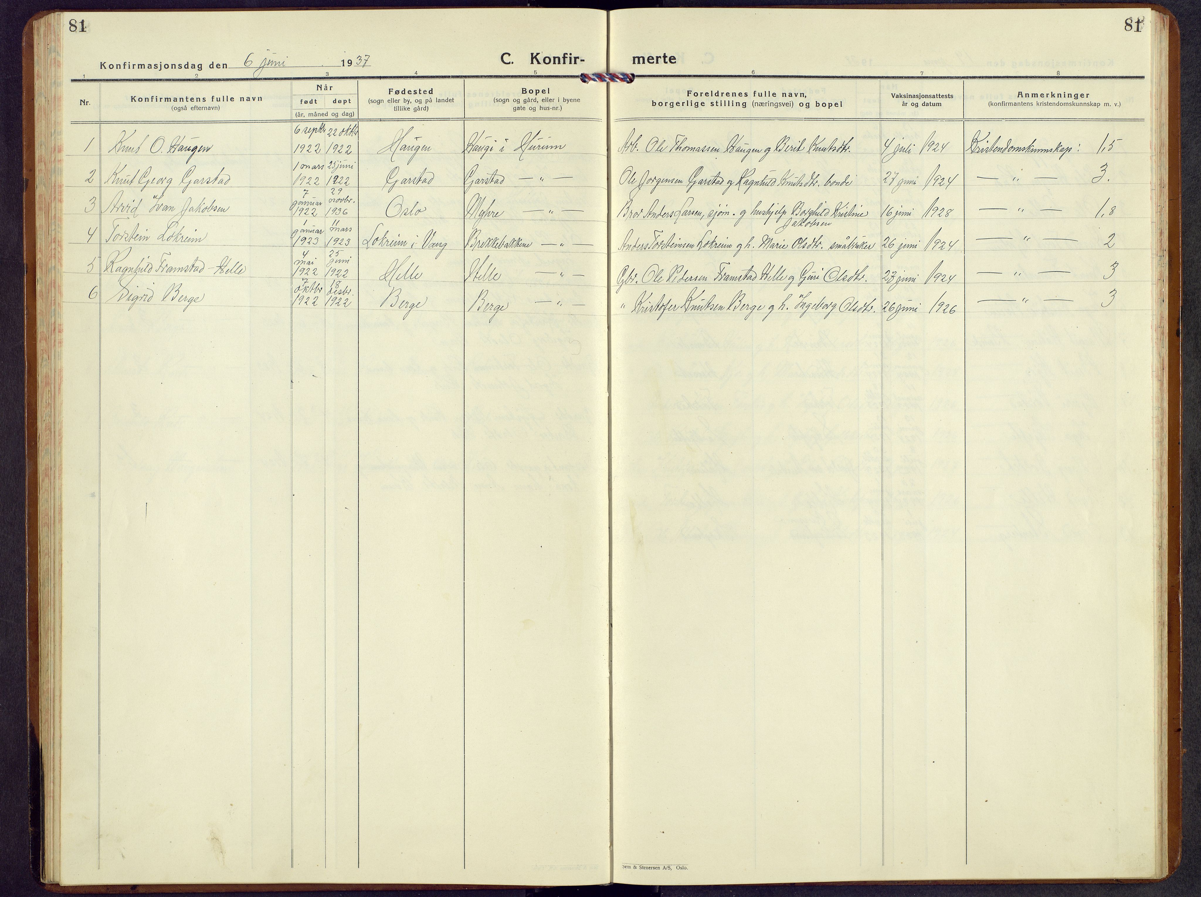 Vang prestekontor, Valdres, SAH/PREST-140/H/Hb/L0008: Parish register (copy) no. 8, 1925-1967, p. 81