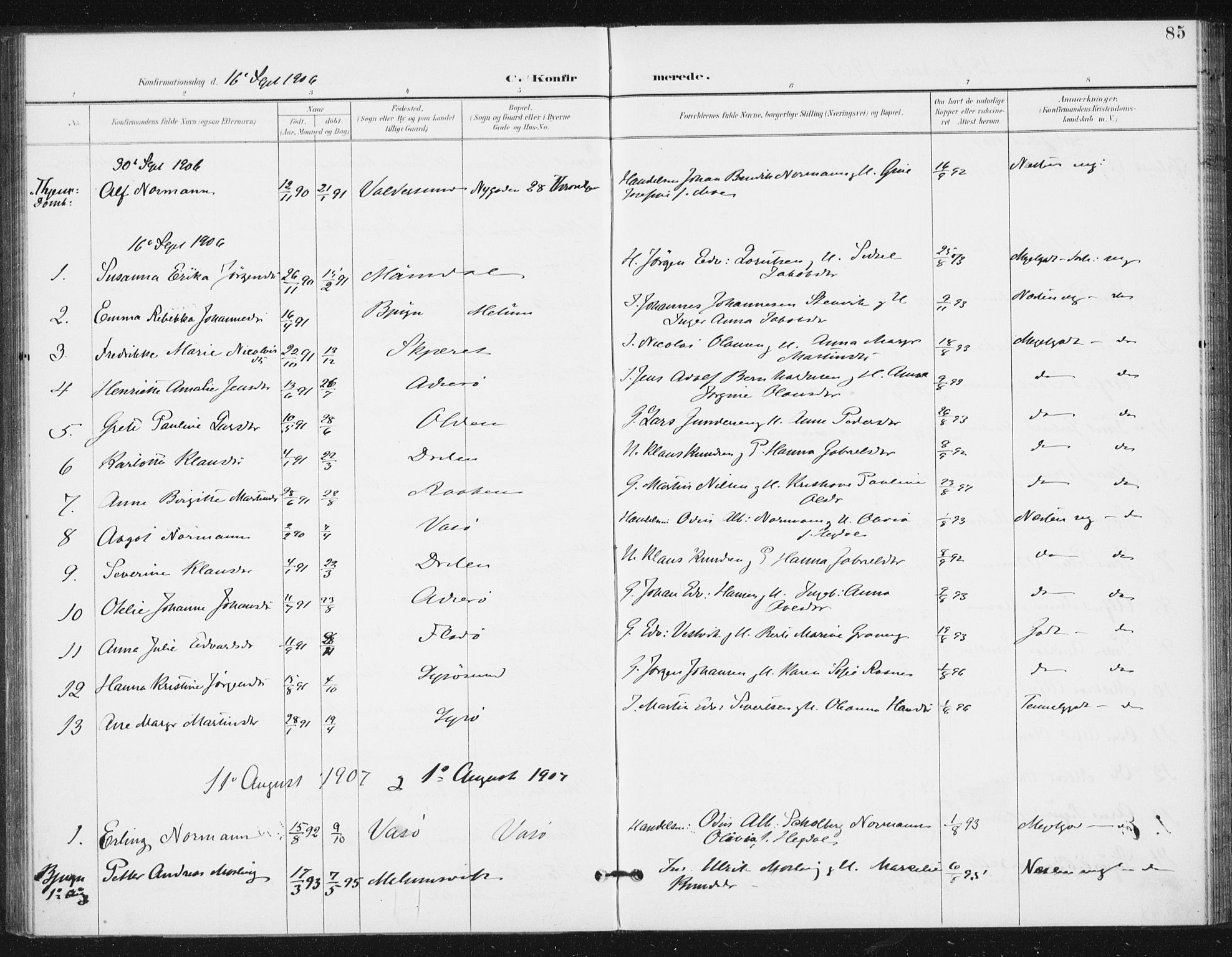 Ministerialprotokoller, klokkerbøker og fødselsregistre - Sør-Trøndelag, AV/SAT-A-1456/654/L0664: Parish register (official) no. 654A02, 1895-1907, p. 85