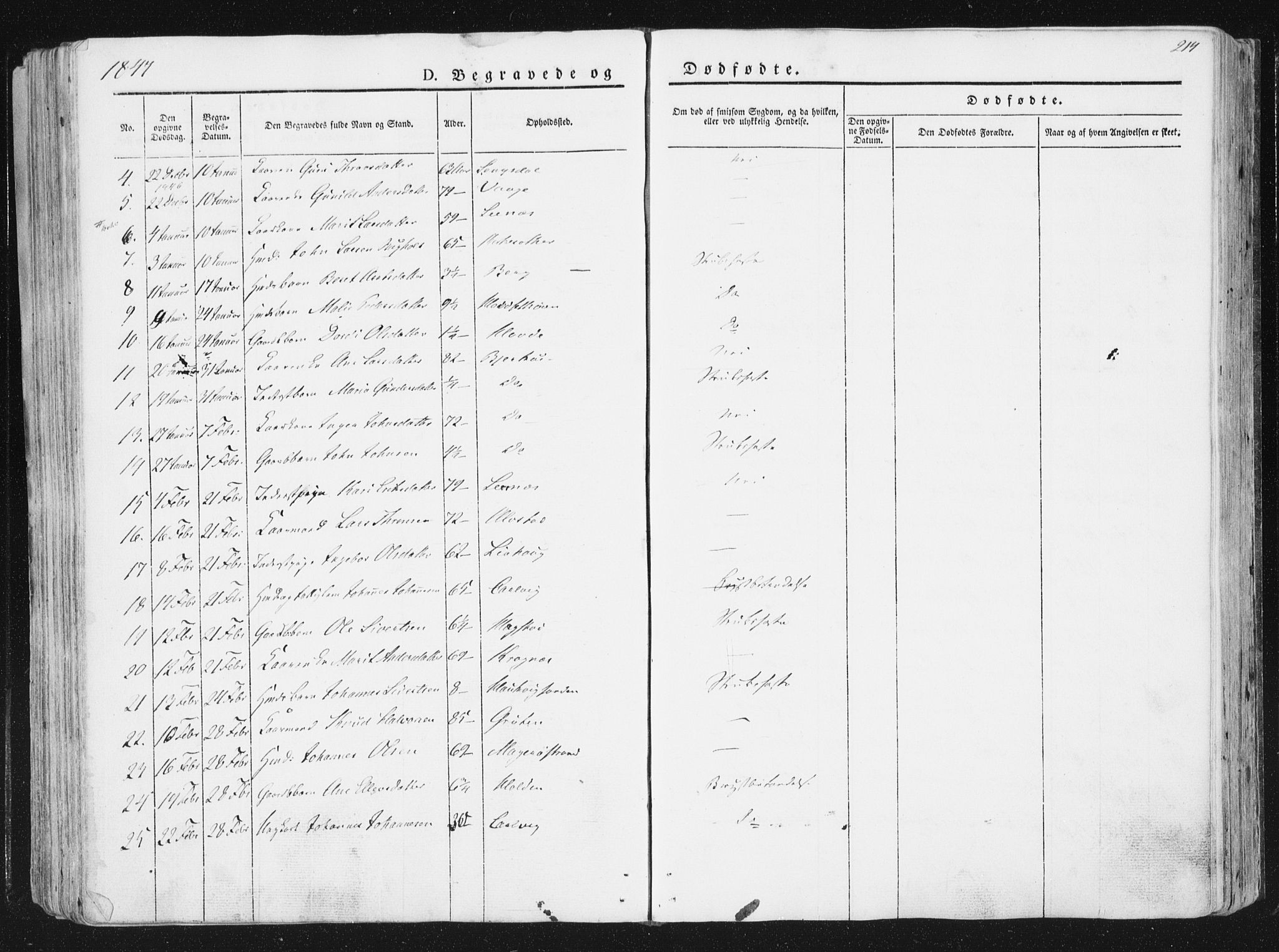 Ministerialprotokoller, klokkerbøker og fødselsregistre - Sør-Trøndelag, SAT/A-1456/630/L0493: Parish register (official) no. 630A06, 1841-1851, p. 214