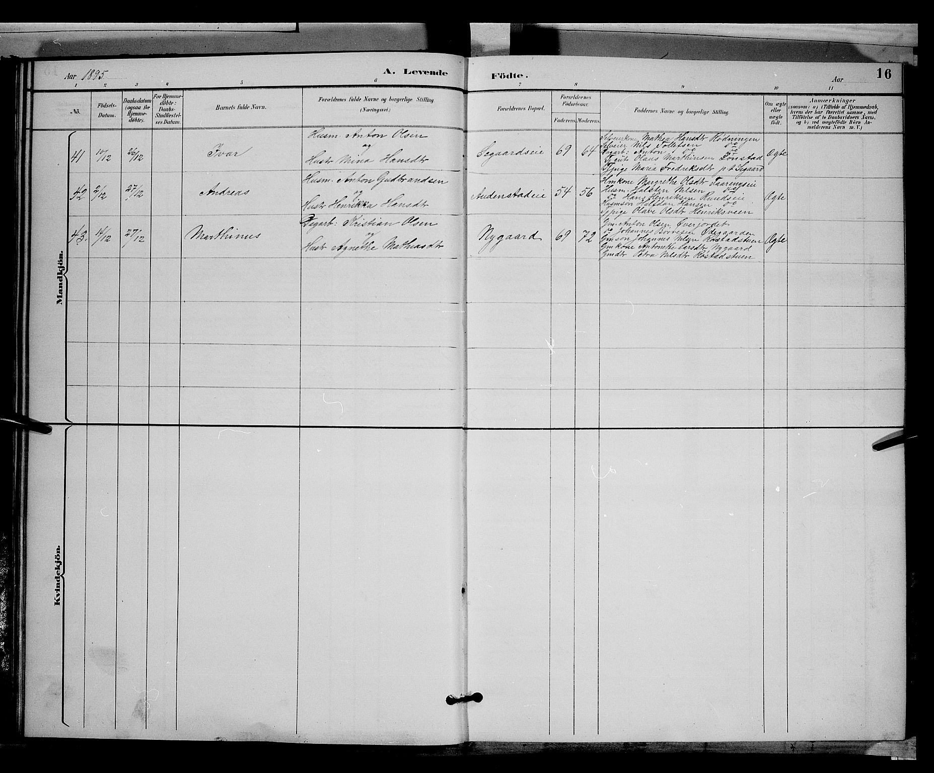 Biri prestekontor, SAH/PREST-096/H/Ha/Hab/L0003: Parish register (copy) no. 3, 1892-1905, p. 16