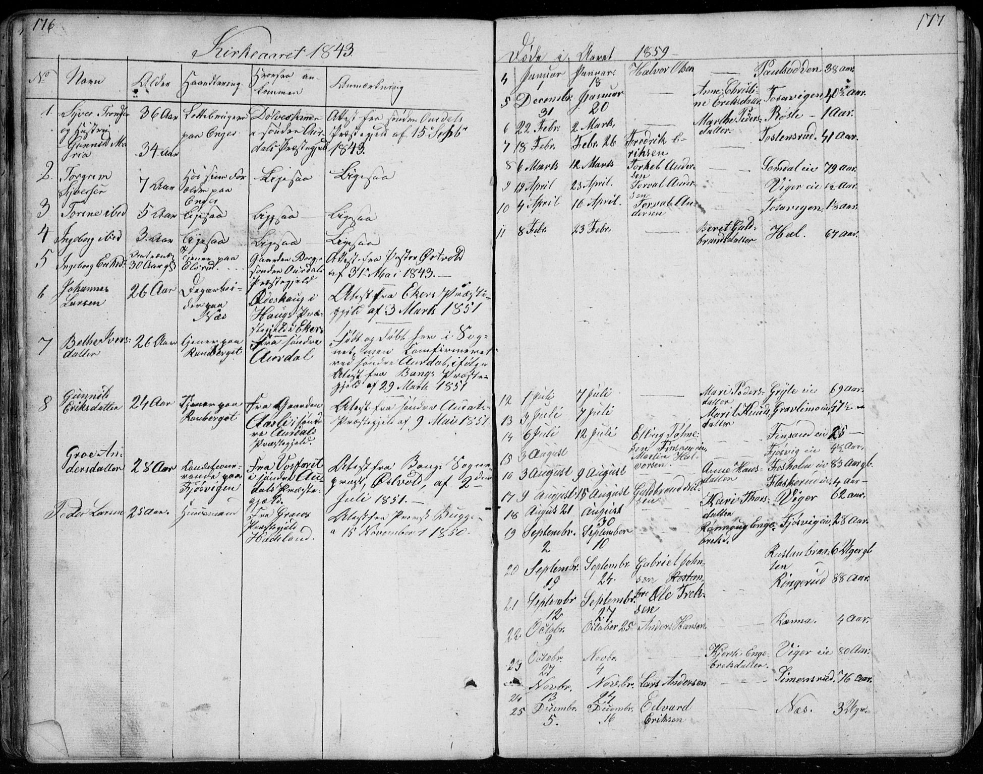 Ådal kirkebøker, SAKO/A-248/G/Ga/L0002: Parish register (copy) no. I 2, 1840-1861, p. 176-177