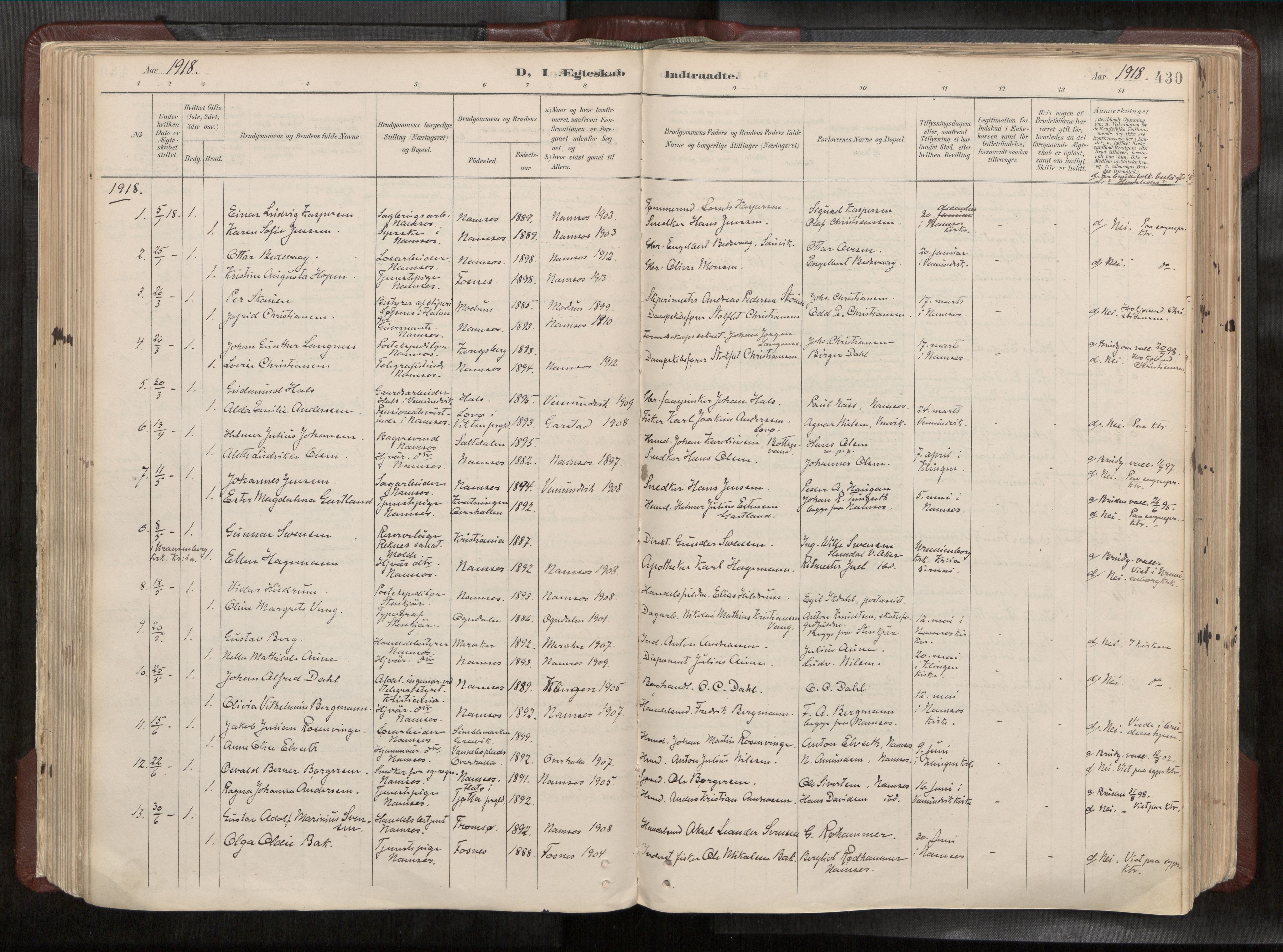 Ministerialprotokoller, klokkerbøker og fødselsregistre - Nord-Trøndelag, SAT/A-1458/768/L0579a: Parish register (official) no. 768A14, 1887-1931, p. 430