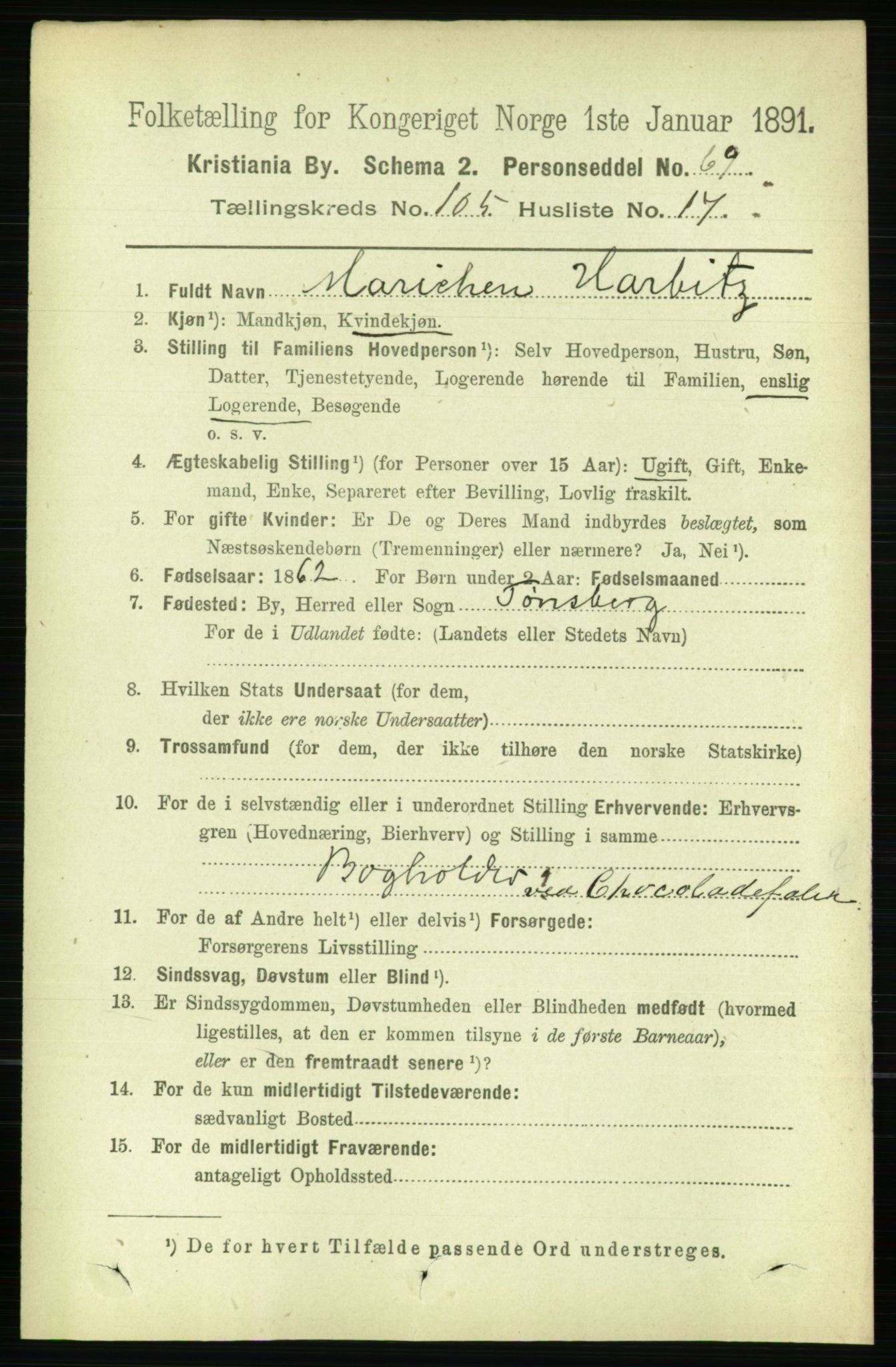 RA, 1891 census for 0301 Kristiania, 1891, p. 53552