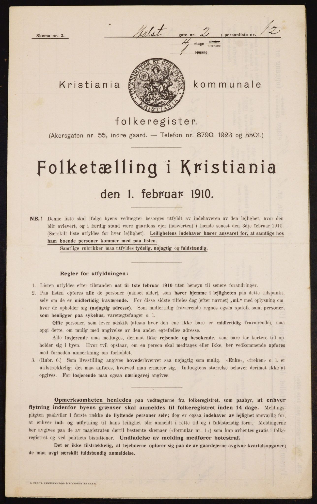 OBA, Municipal Census 1910 for Kristiania, 1910, p. 40123