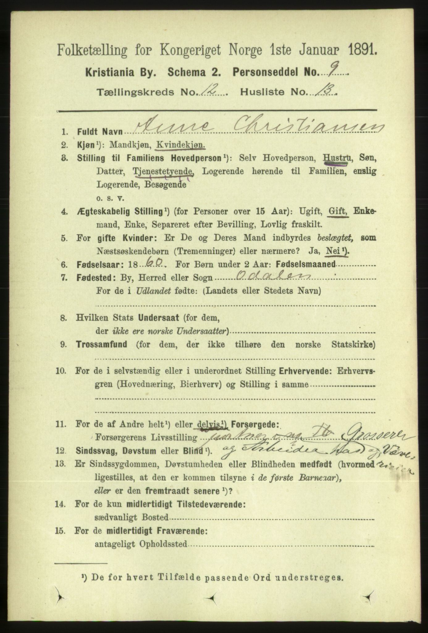 RA, 1891 census for 0301 Kristiania, 1891, p. 5710