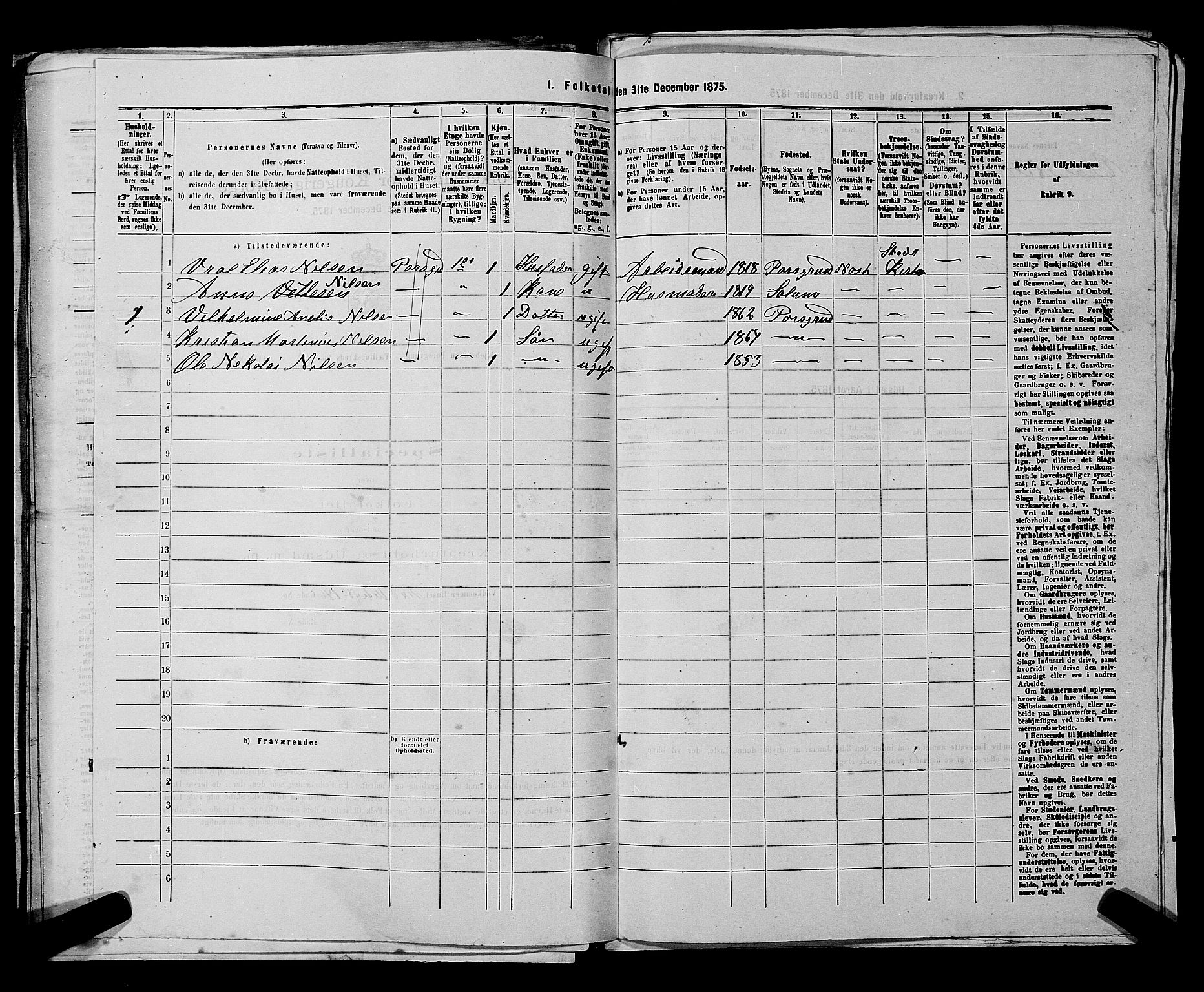 SAKO, 1875 census for 0805P Porsgrunn, 1875, p. 481