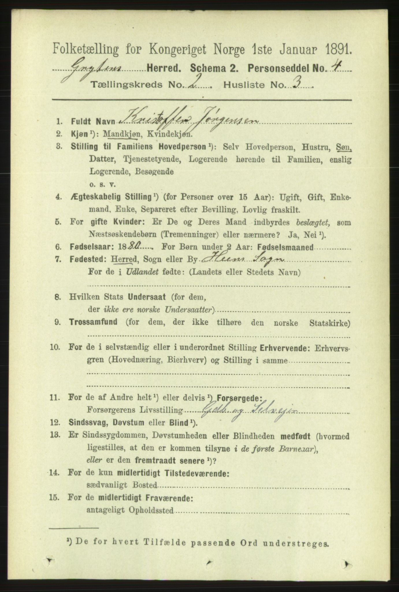 RA, 1891 census for 1539 Grytten, 1891, p. 448