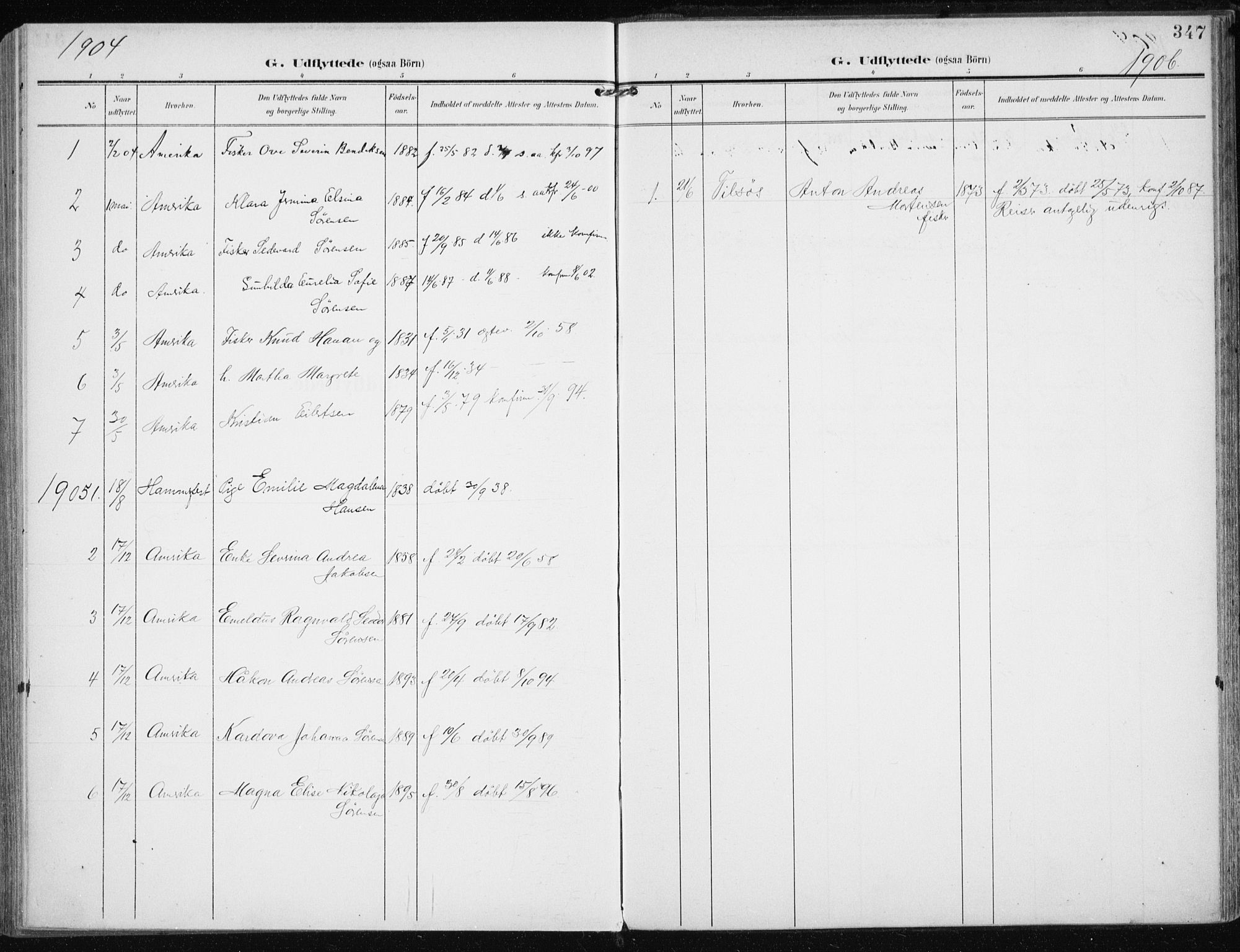 Karlsøy sokneprestembete, SATØ/S-1299/H/Ha/Haa/L0014kirke: Parish register (official) no. 14, 1903-1917, p. 347