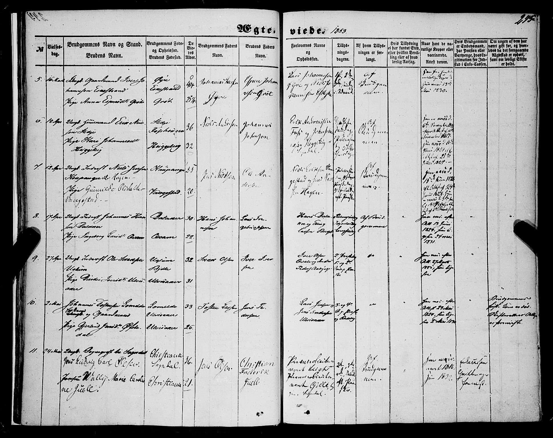 Sogndal sokneprestembete, SAB/A-81301/H/Haa/Haaa/L0012II: Parish register (official) no. A 12II, 1847-1877, p. 245