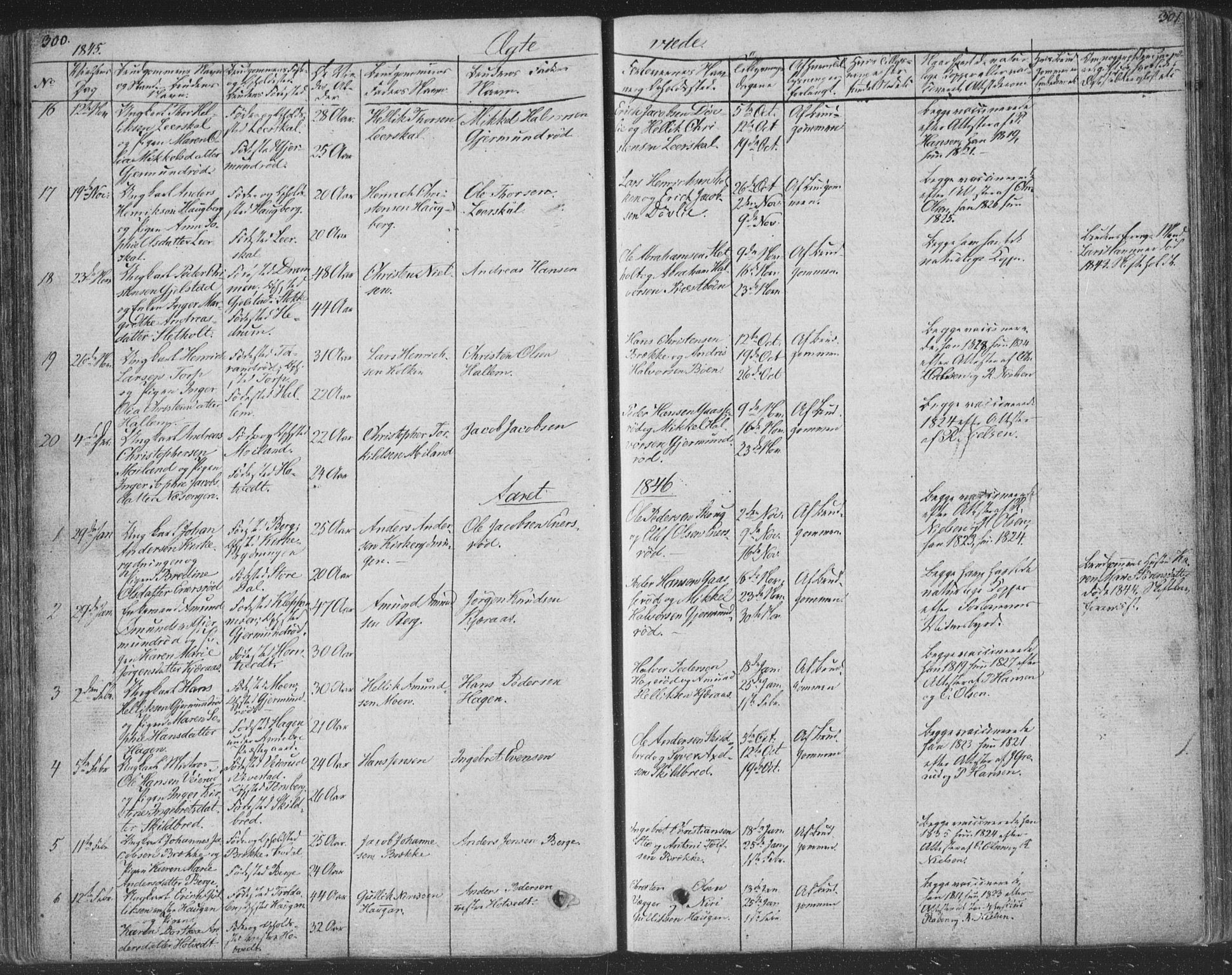 Andebu kirkebøker, SAKO/A-336/F/Fa/L0004: Parish register (official) no. 4, 1829-1856, p. 300-301