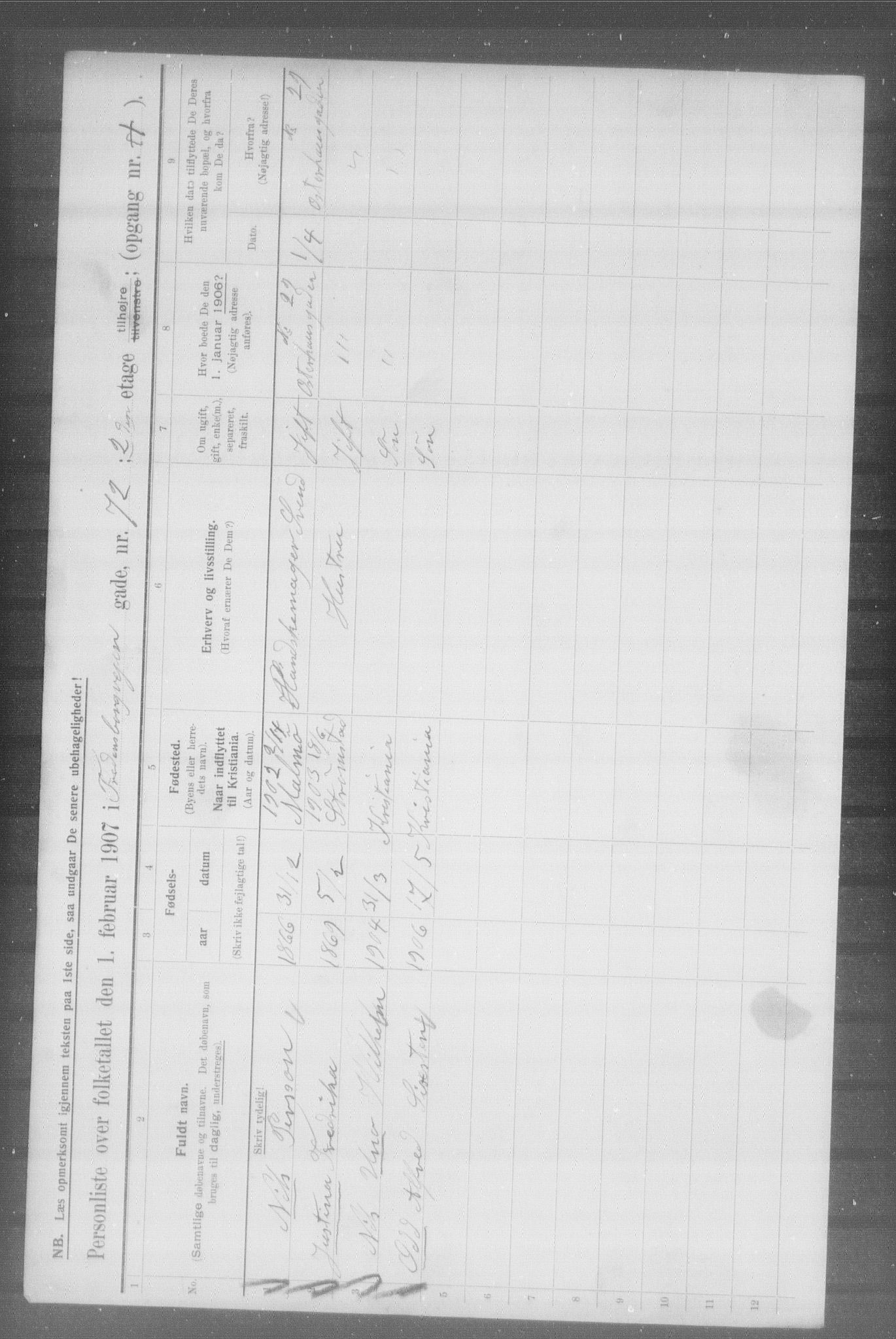 OBA, Municipal Census 1907 for Kristiania, 1907, p. 13502