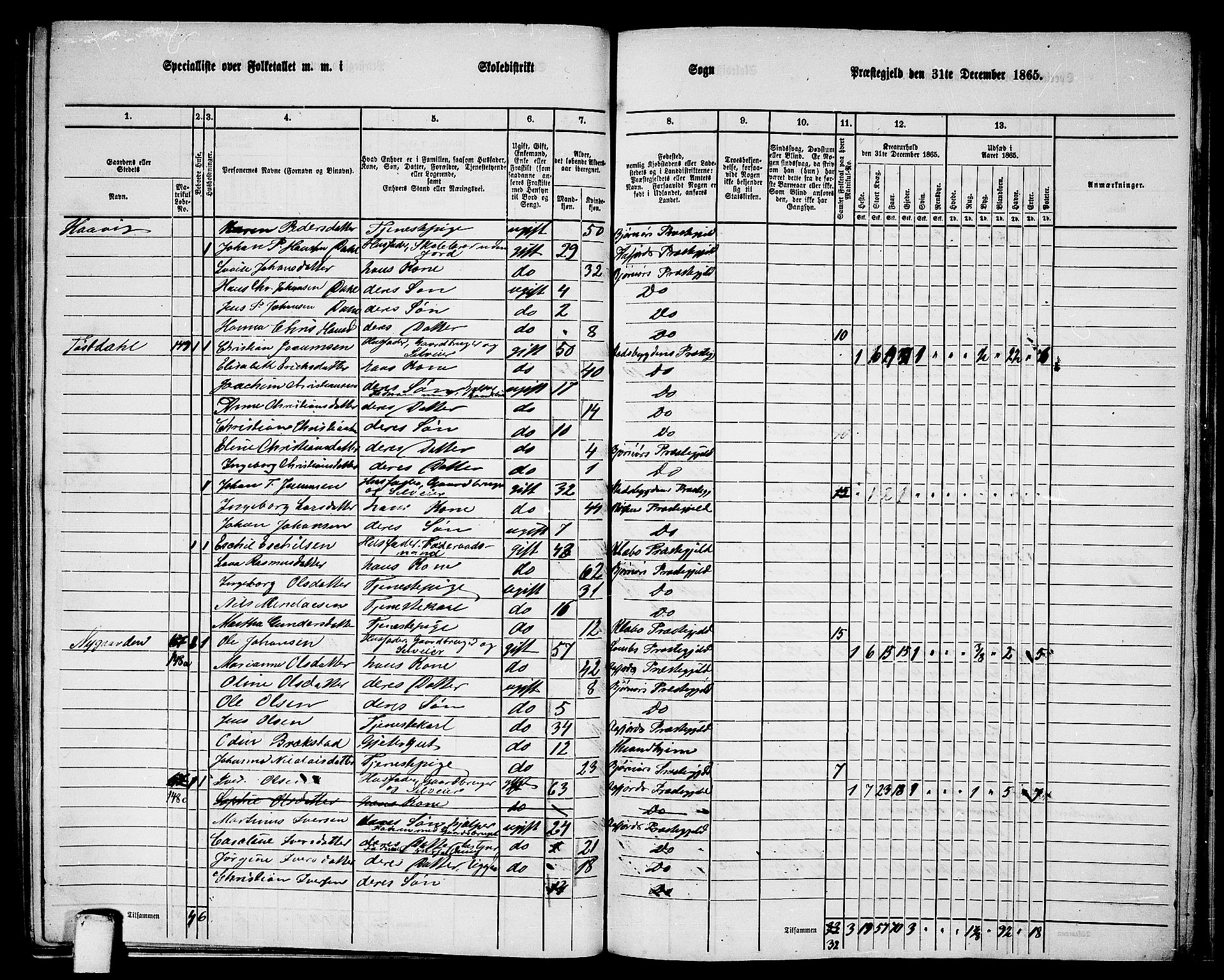 RA, 1865 census for Bjørnør, 1865, p. 120