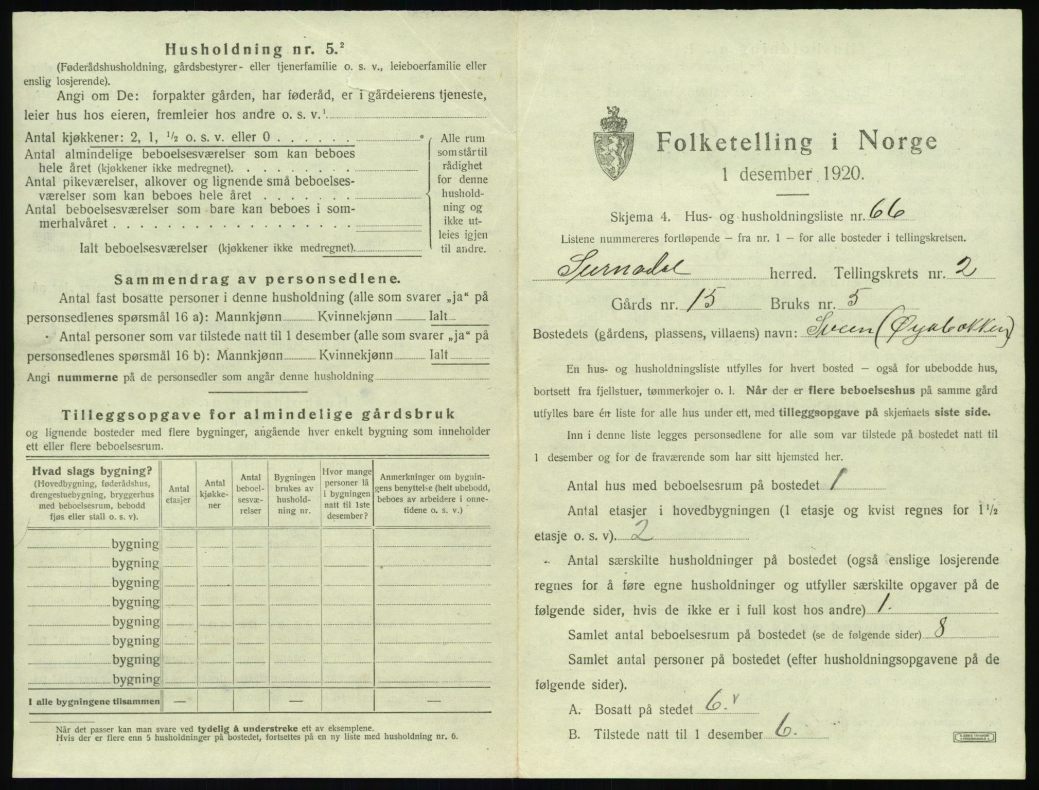 SAT, 1920 census for Surnadal, 1920, p. 291