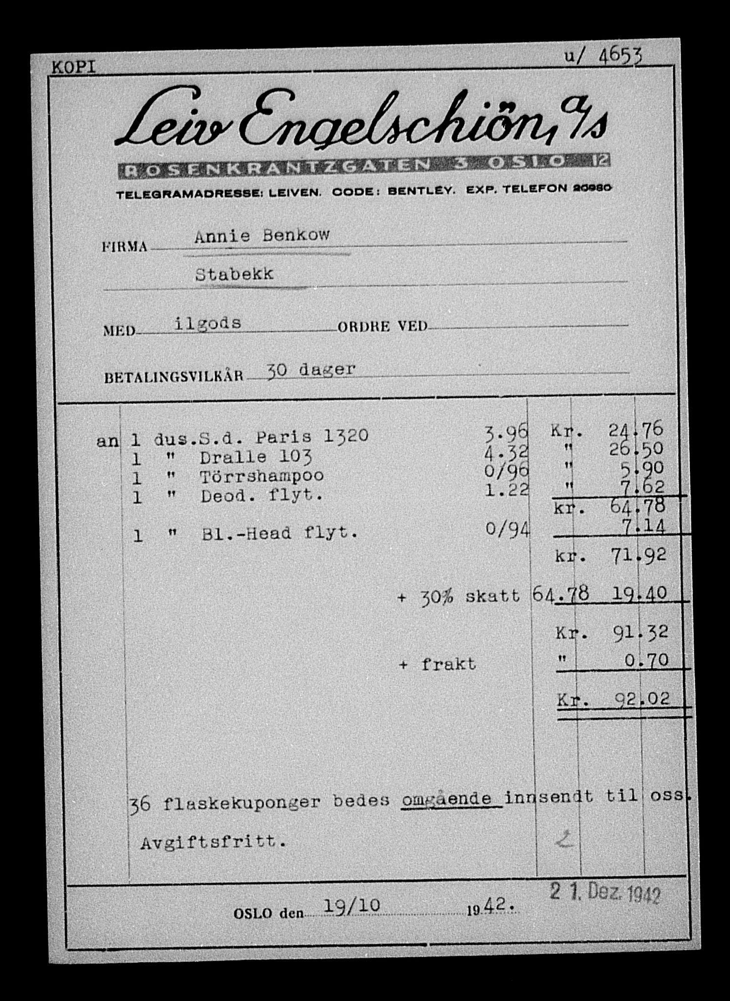 Justisdepartementet, Tilbakeføringskontoret for inndratte formuer, RA/S-1564/H/Hc/Hcc/L0920: --, 1945-1947, p. 365