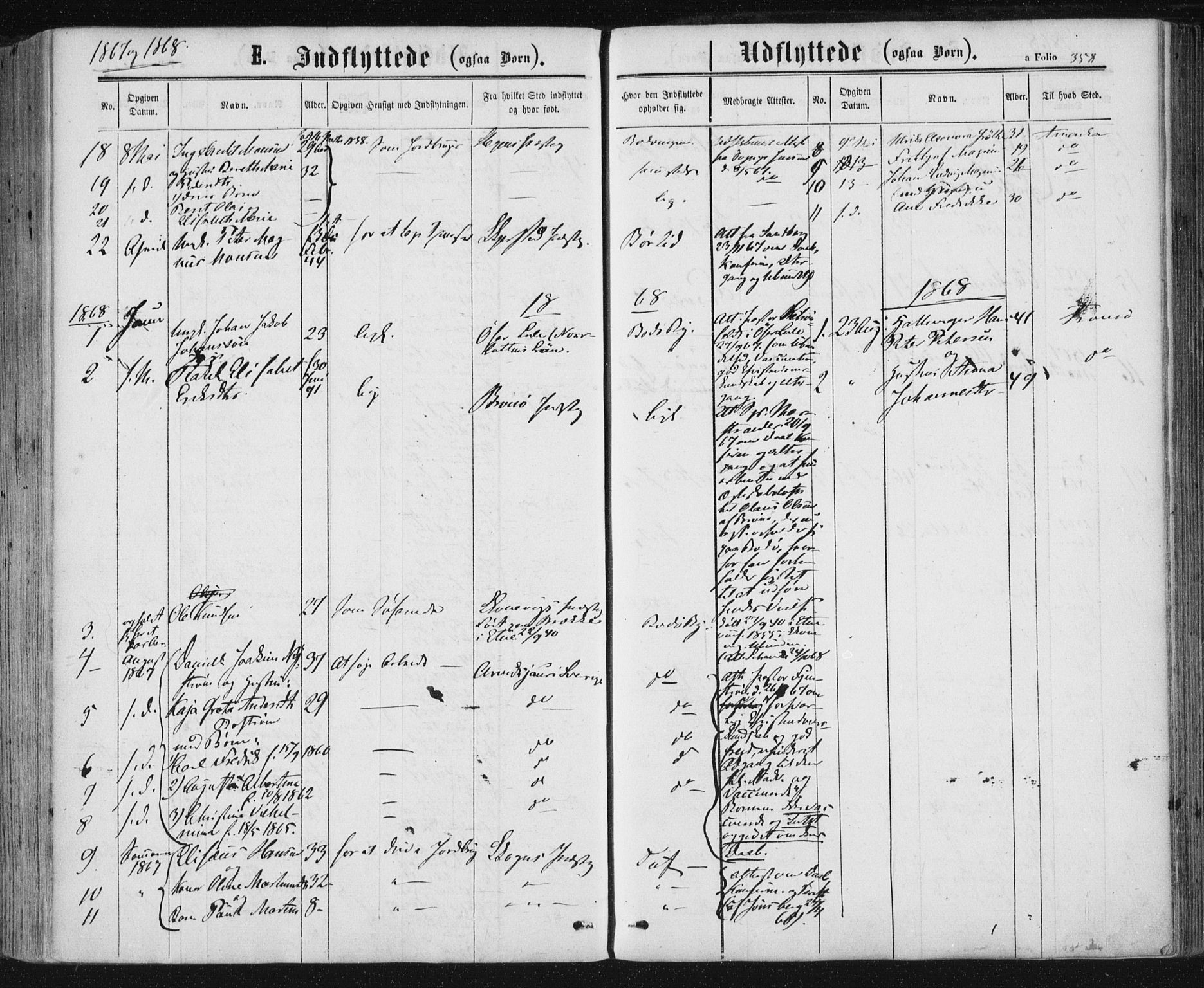 Ministerialprotokoller, klokkerbøker og fødselsregistre - Nordland, SAT/A-1459/801/L0008: Parish register (official) no. 801A08, 1864-1875, p. 358
