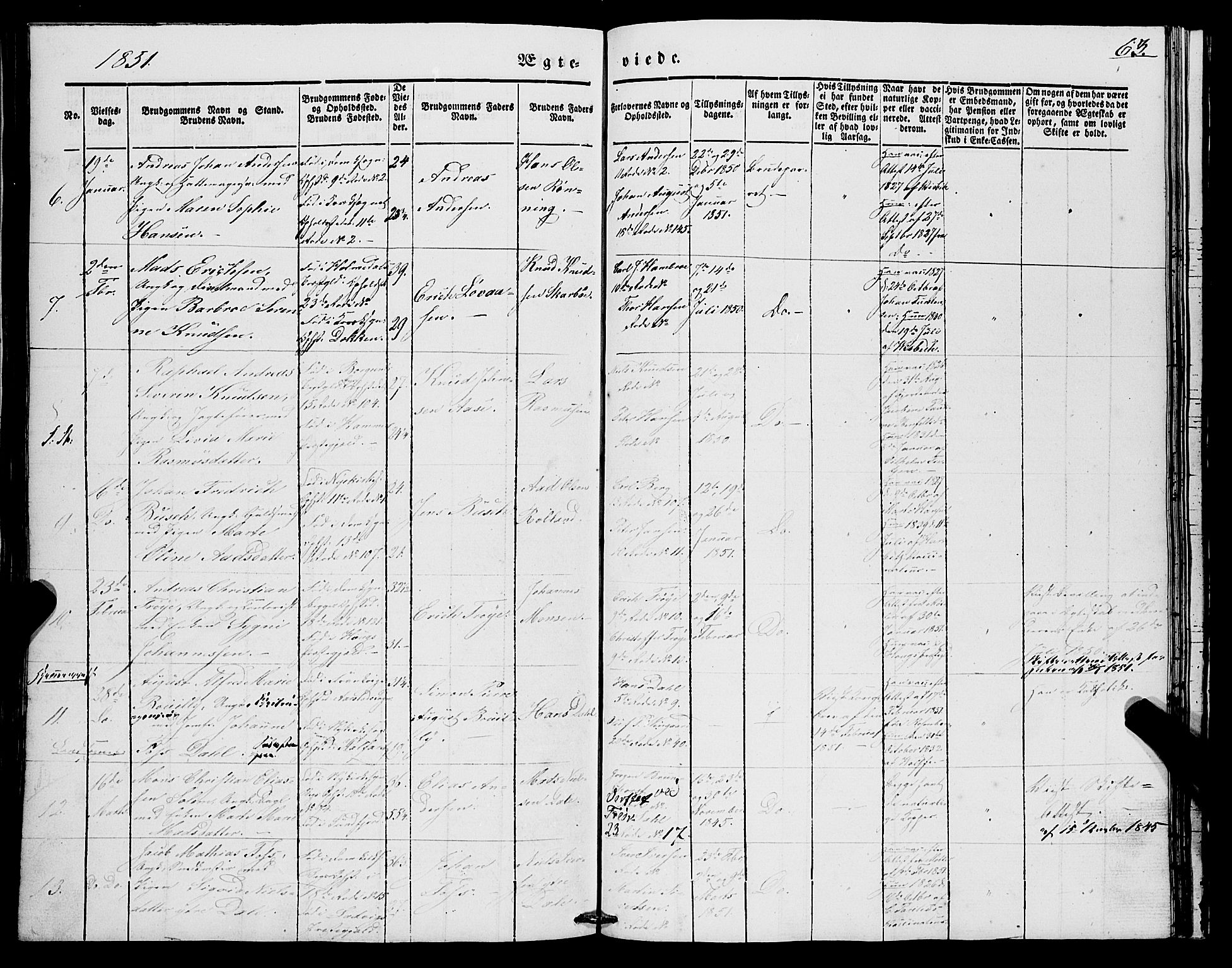 Domkirken sokneprestembete, AV/SAB-A-74801/H/Haa/L0033: Parish register (official) no. D 1, 1841-1853, p. 63