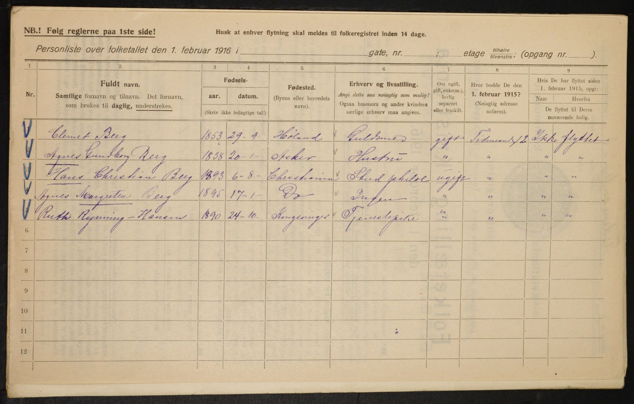 OBA, Municipal Census 1916 for Kristiania, 1916, p. 114623