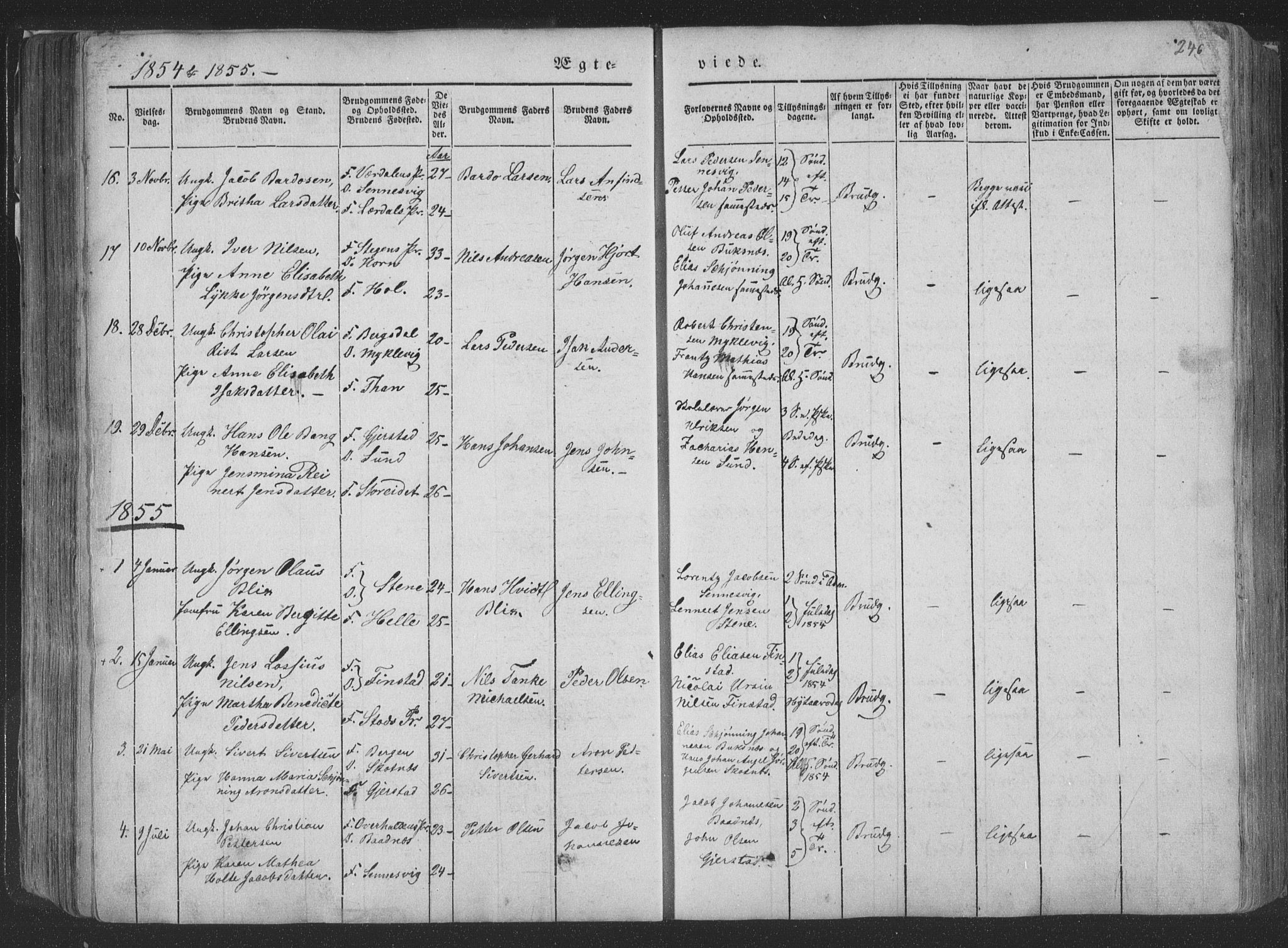 Ministerialprotokoller, klokkerbøker og fødselsregistre - Nordland, SAT/A-1459/881/L1165: Parish register (copy) no. 881C02, 1854-1876, p. 246