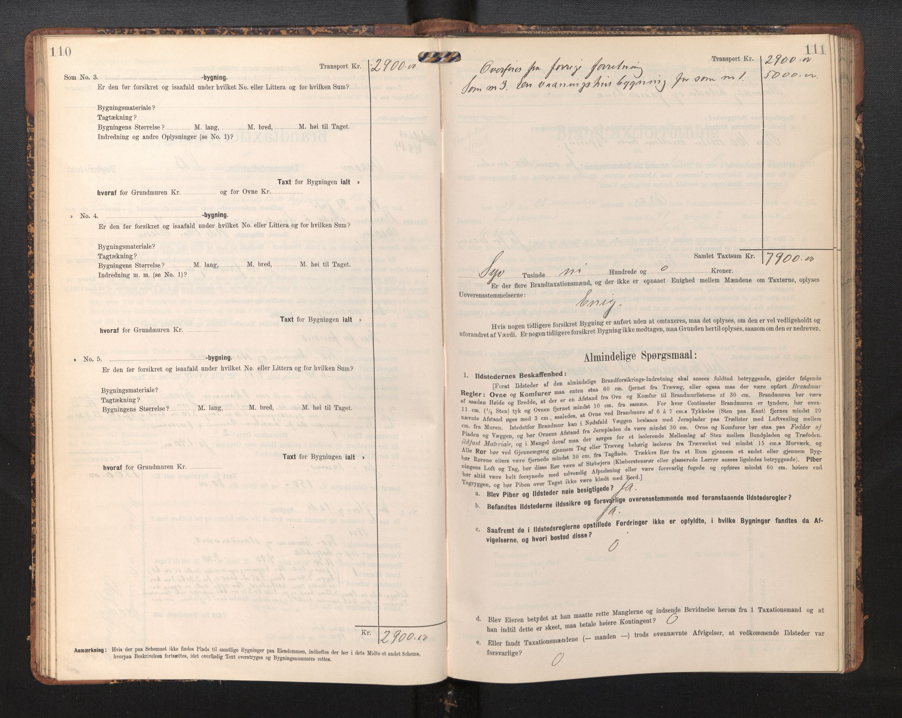 Lensmannen i Askøy, AV/SAB-A-31001/0012/L0006: Branntakstprotokoll, skjematakst, Laksevåg, 1907-1917, p. 110-111