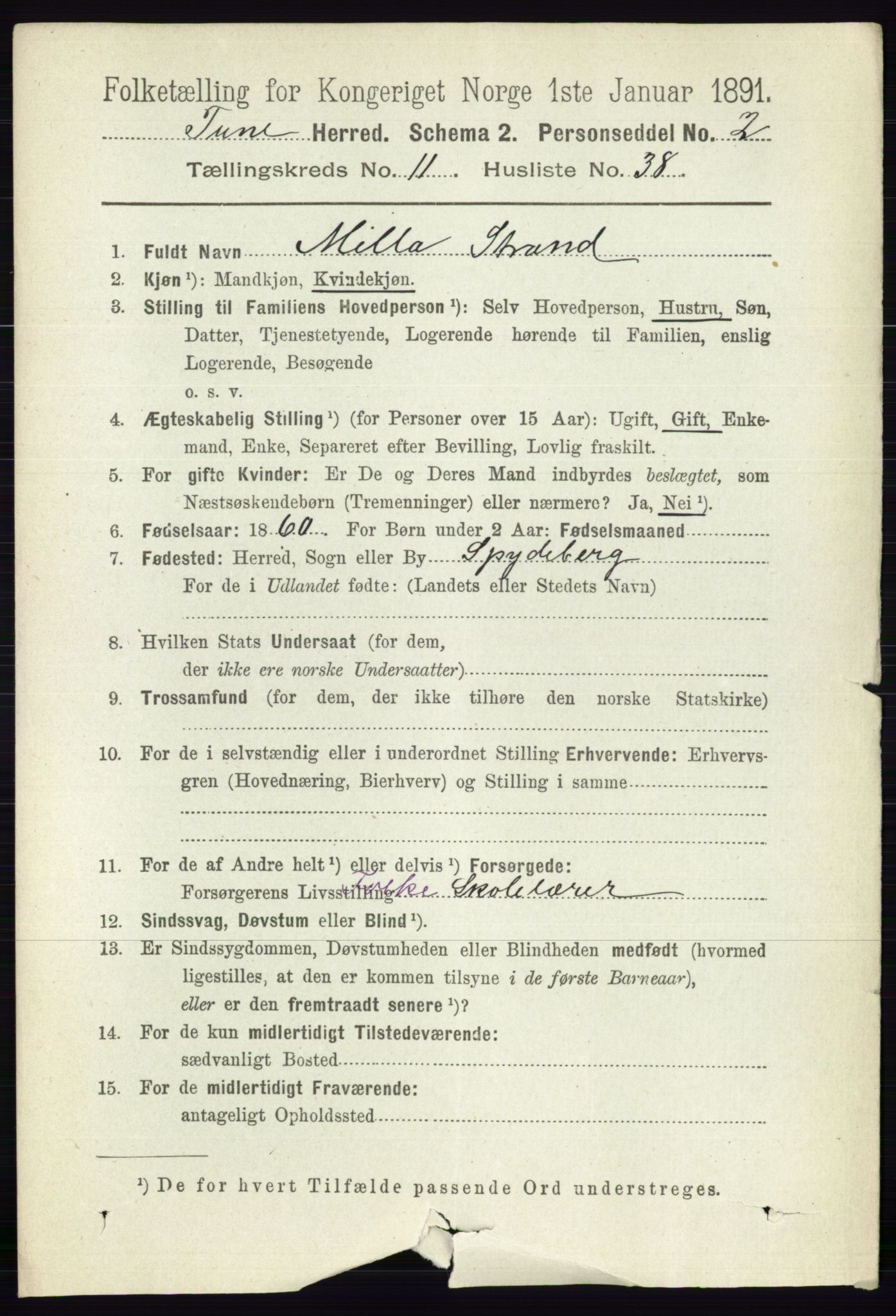 RA, 1891 census for 0130 Tune, 1891, p. 7157