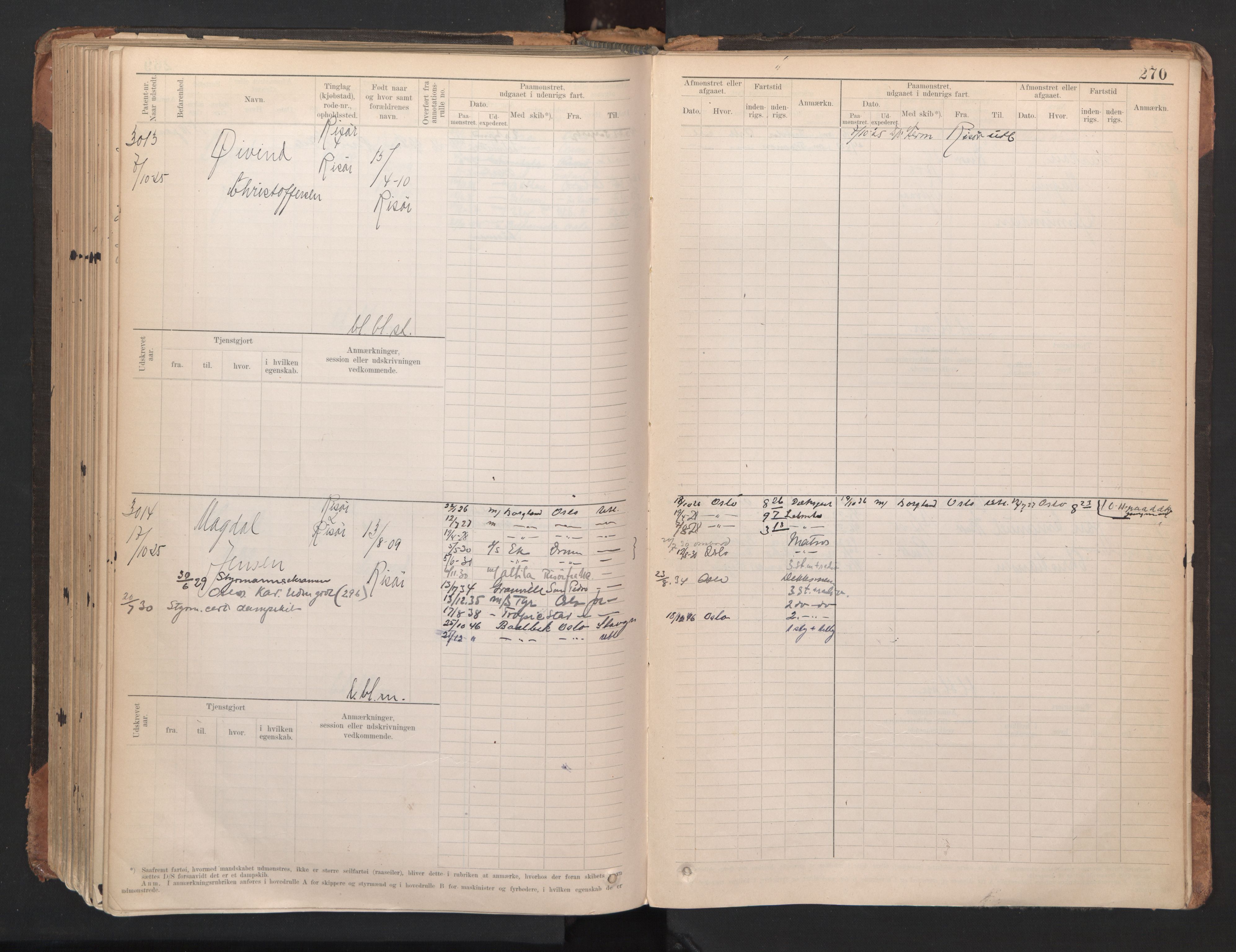 Risør mønstringskrets, AV/SAK-2031-0010/F/Fb/L0005: Hovedrulle A nr 2485-3065, Q-5, 1904-1948, p. 280