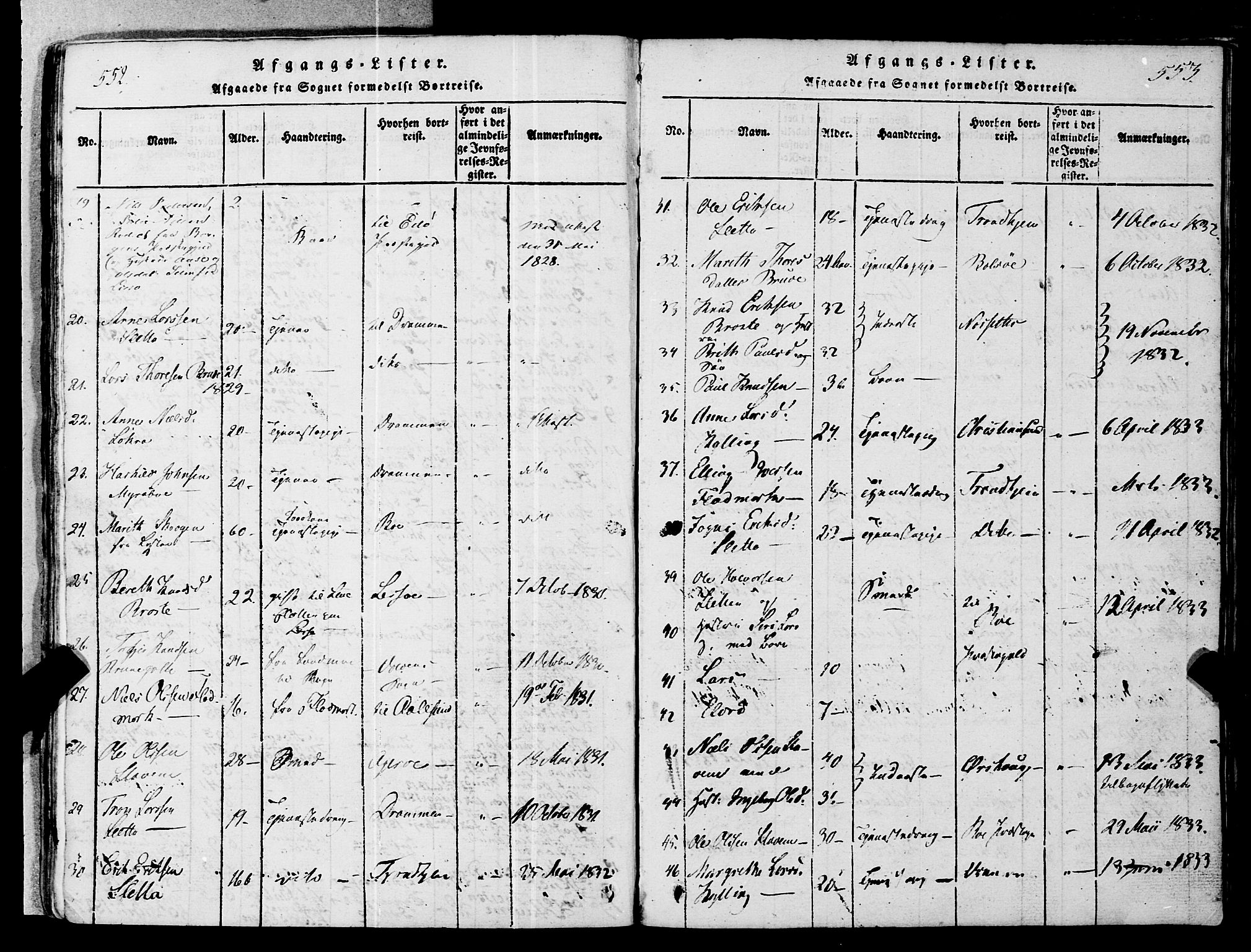 Ministerialprotokoller, klokkerbøker og fødselsregistre - Møre og Romsdal, SAT/A-1454/546/L0593: Parish register (official) no. 546A01, 1818-1853, p. 552-553