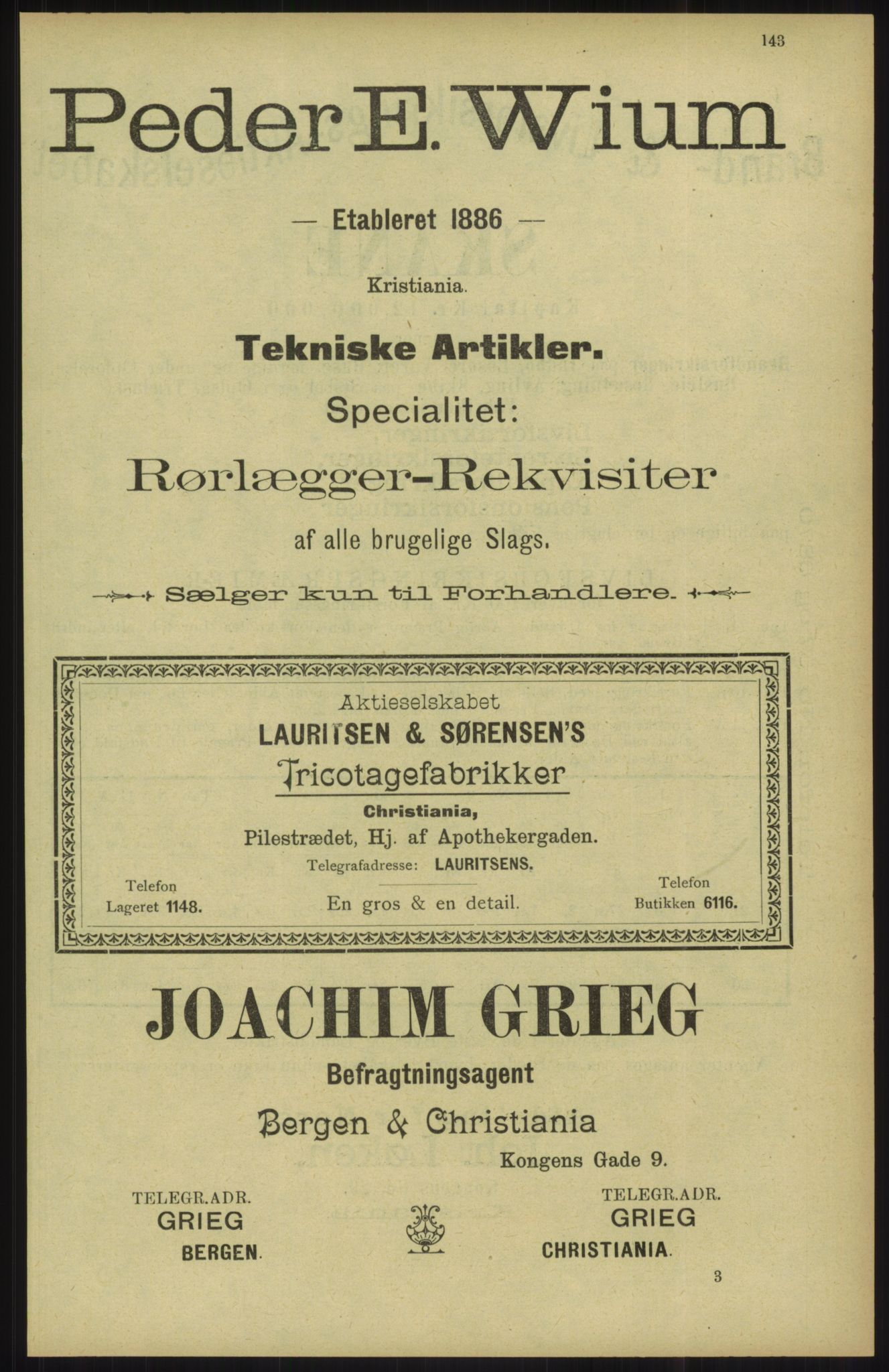 Kristiania/Oslo adressebok, PUBL/-, 1904, p. 143