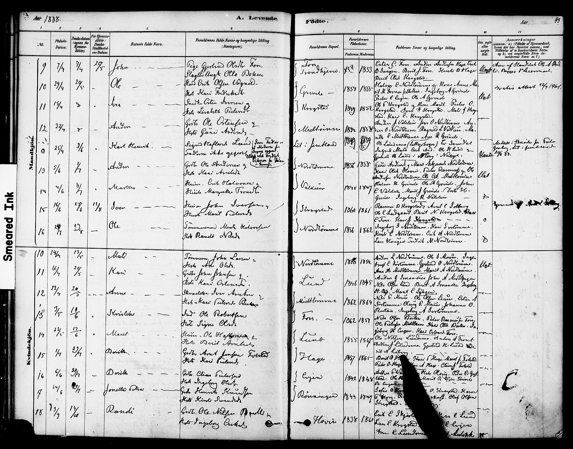Ministerialprotokoller, klokkerbøker og fødselsregistre - Sør-Trøndelag, SAT/A-1456/692/L1105: Parish register (official) no. 692A05, 1878-1890, p. 43