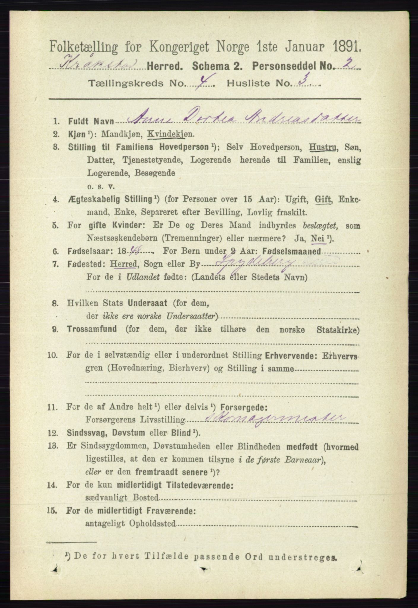 RA, 1891 census for 0212 Kråkstad, 1891, p. 1741