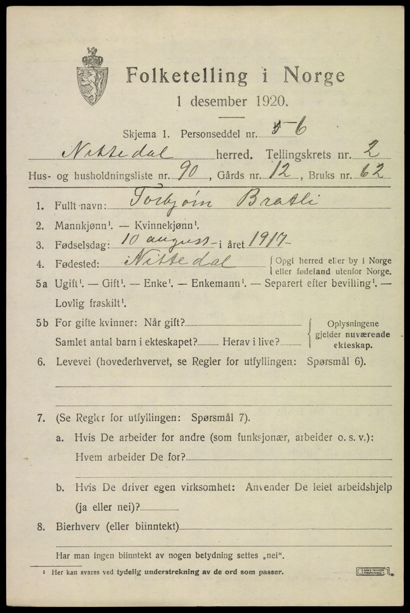 SAO, 1920 census for Nittedal, 1920, p. 2782