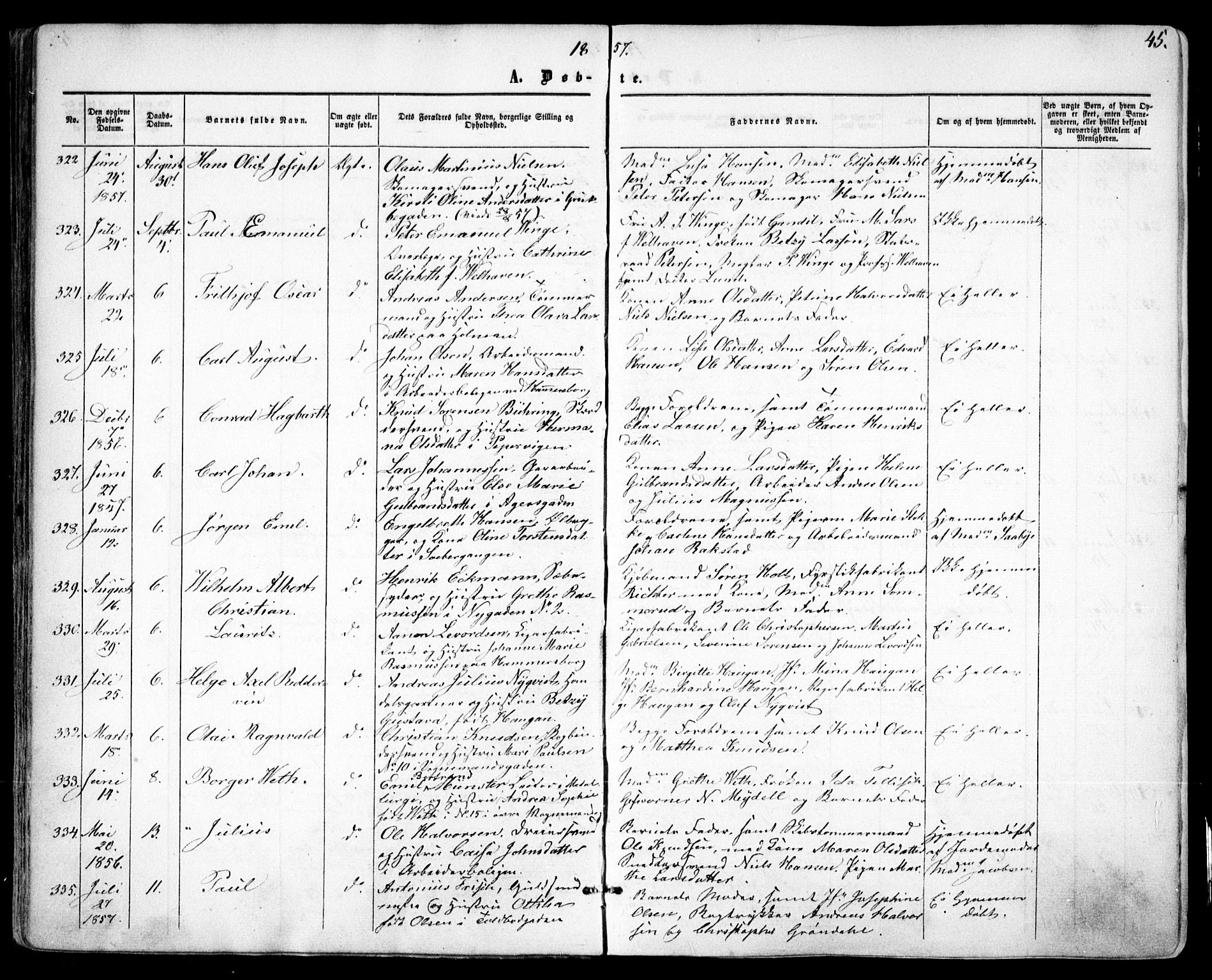 Oslo domkirke Kirkebøker, AV/SAO-A-10752/F/Fa/L0015: Parish register (official) no. 15, 1857-1871, p. 45
