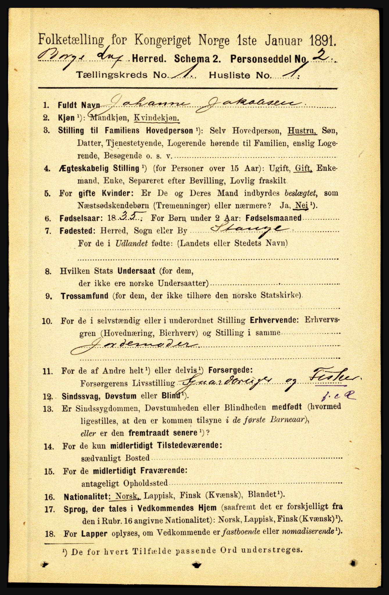 RA, 1891 census for 1862 Borge, 1891, p. 133