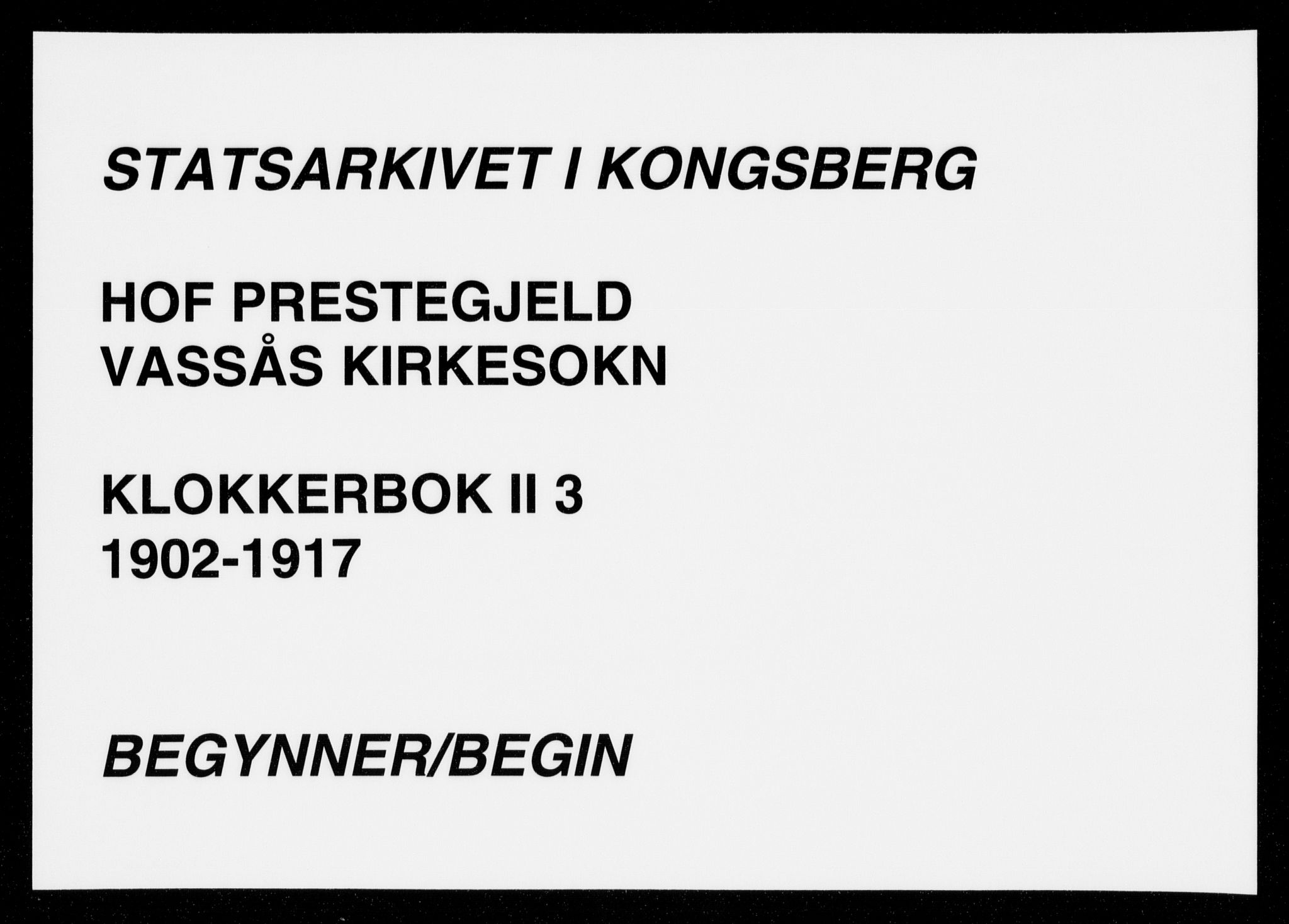 Hof kirkebøker, AV/SAKO-A-64/G/Gb/L0003: Parish register (copy) no. II 3, 1902-1917