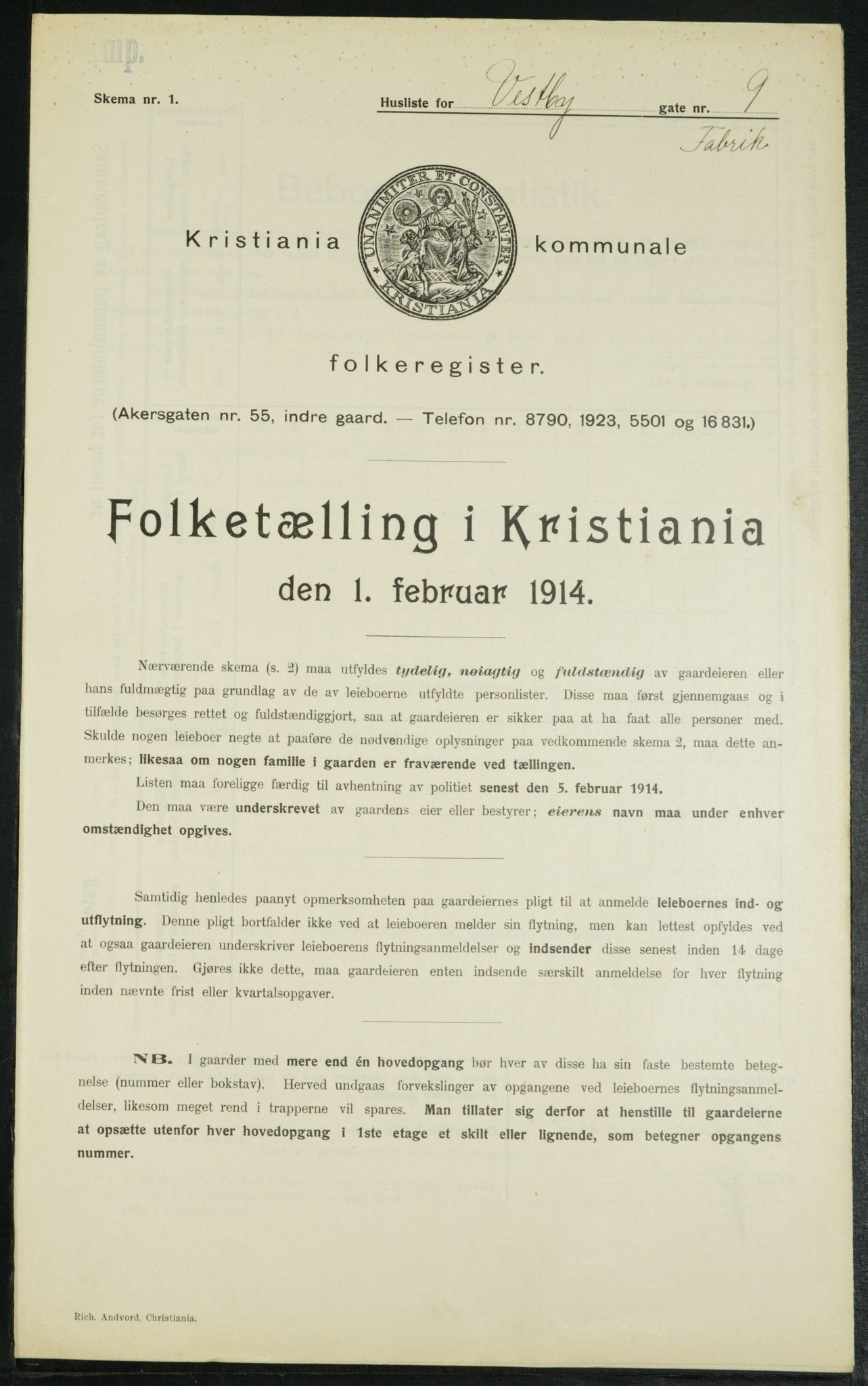 OBA, Municipal Census 1914 for Kristiania, 1914, p. 123403