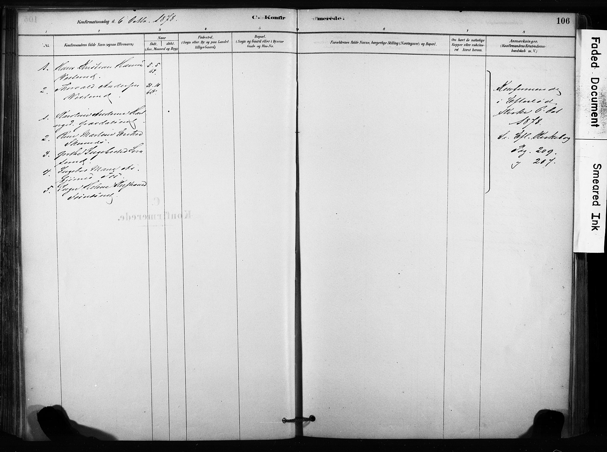 Sandsvær kirkebøker, SAKO/A-244/F/Fc/L0001: Parish register (official) no. III 1, 1878-1923, p. 106