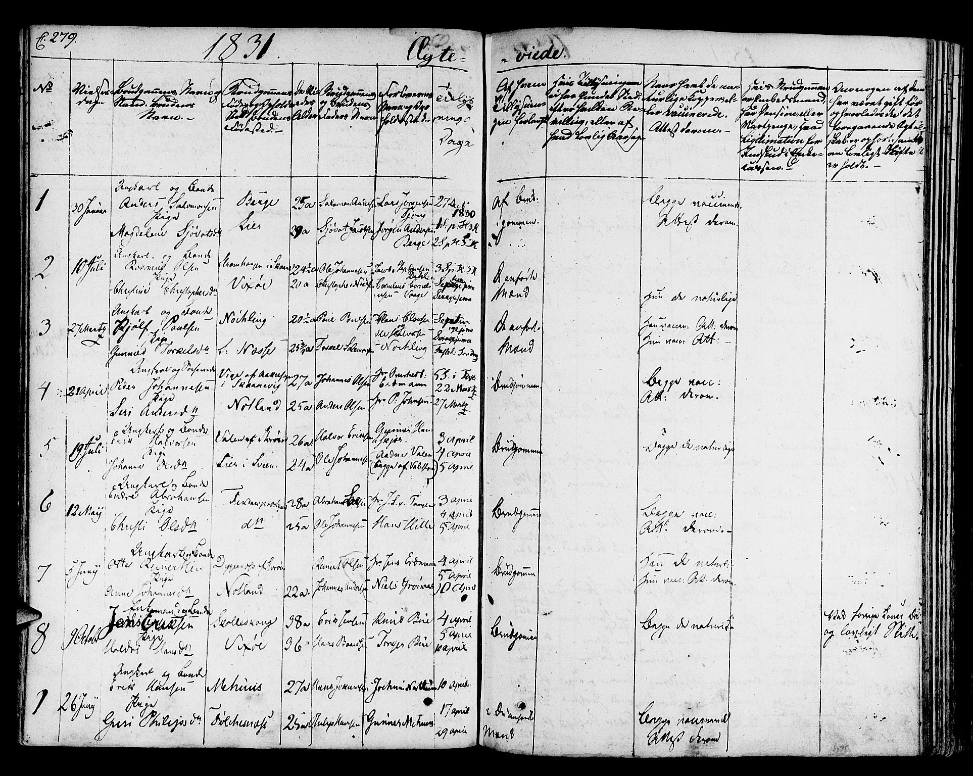 Finnås sokneprestembete, SAB/A-99925/H/Ha/Haa/Haaa/L0005: Parish register (official) no. A 5, 1823-1835, p. 279