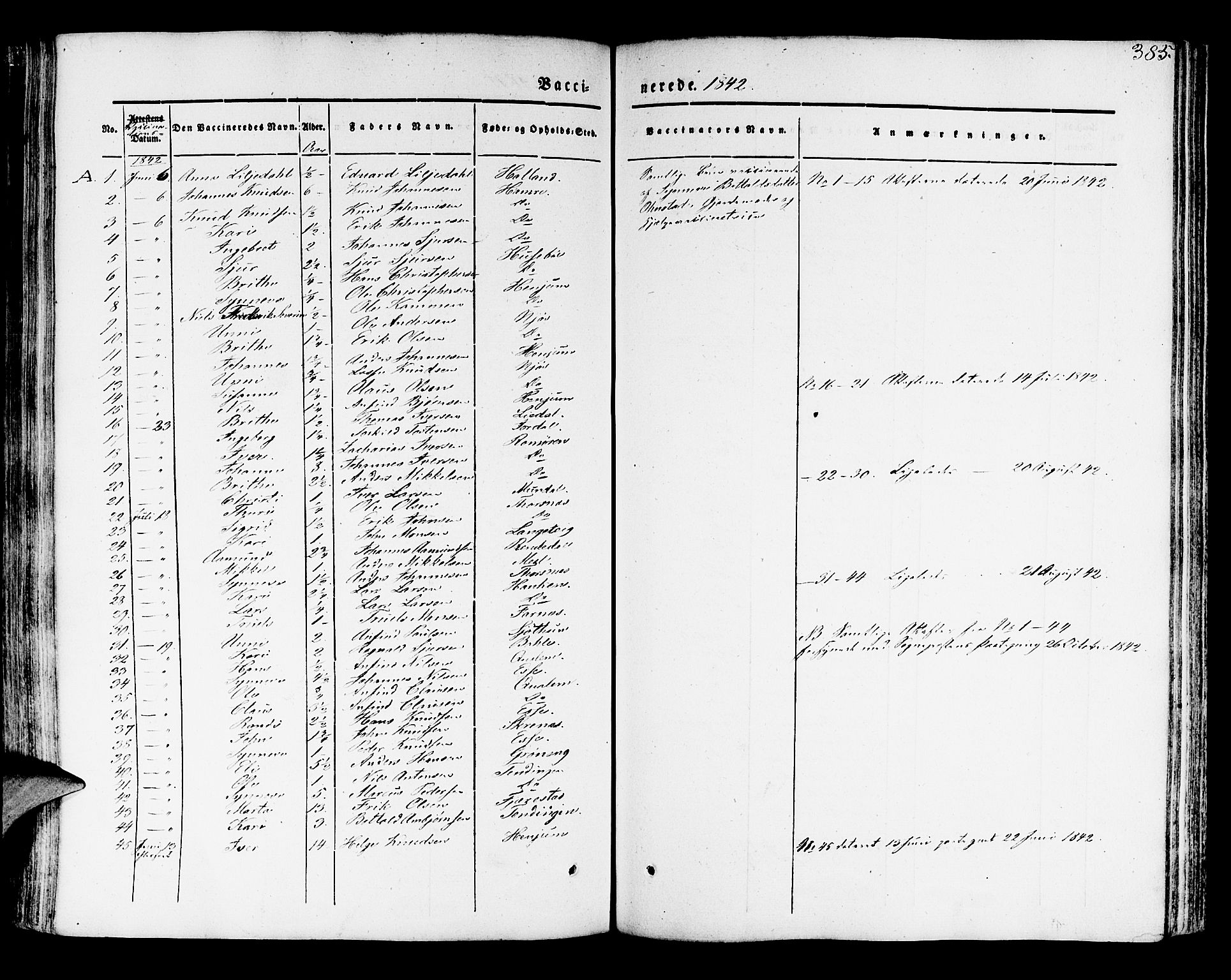 Leikanger sokneprestembete, AV/SAB-A-81001/H/Haa/Haaa/L0007: Parish register (official) no. A 7, 1838-1851, p. 385