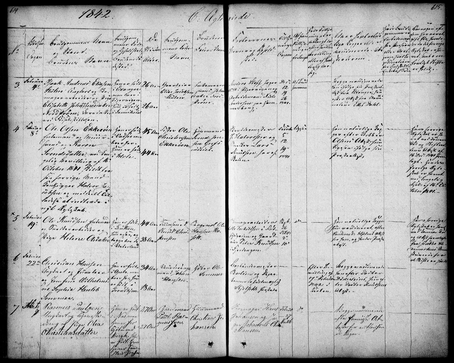Oslo domkirke Kirkebøker, SAO/A-10752/F/Fa/L0019: Parish register (official) no. 19, 1828-1847, p. 614-615